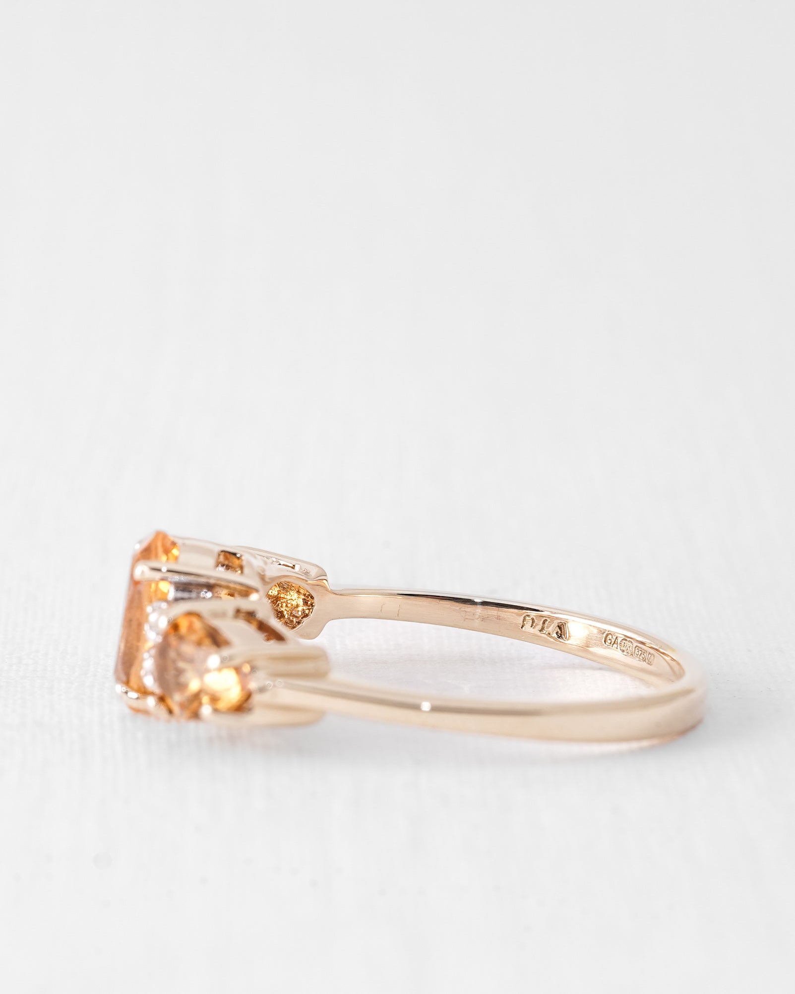 Citreya | Vintage Citrien & Diamant Three-Stone Ring