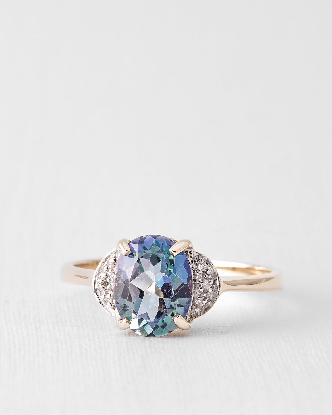 Lumi | Vintage Mystic Topaz and Diamond Solitaire Ring