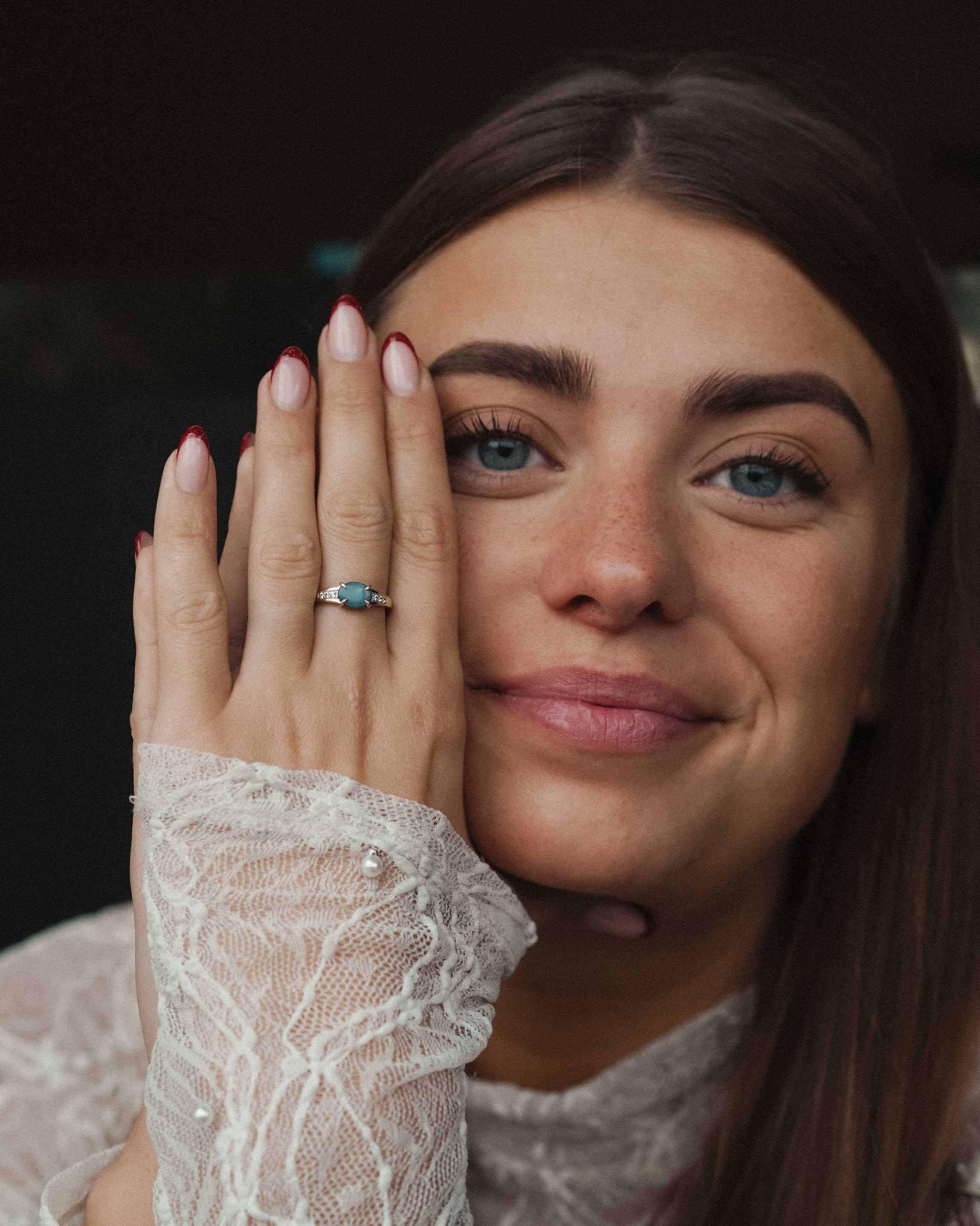 Nali | Vintage Opal Doublet and White Sapphire Solitaire Ring