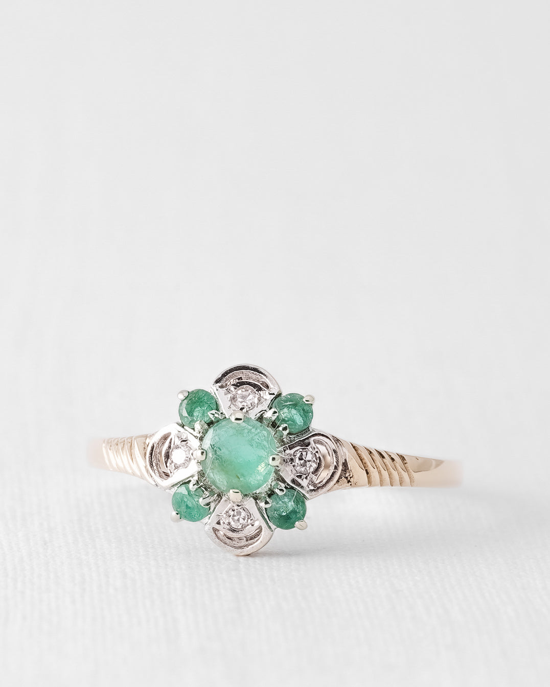 Seralyne | Vintage Emerald and Diamond Ring