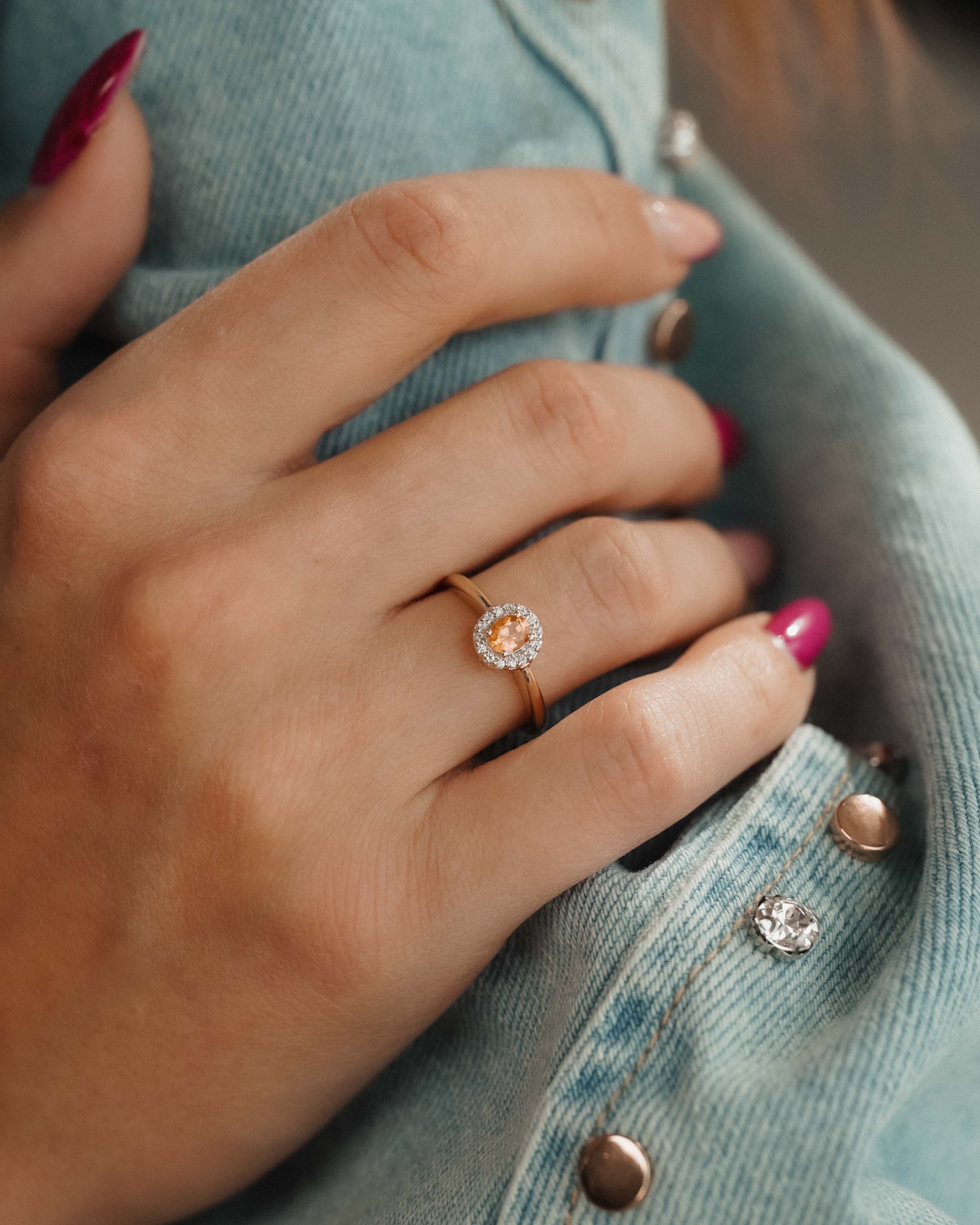Arielle | Vintage Oranje & Witte Saffier Cluster Ring