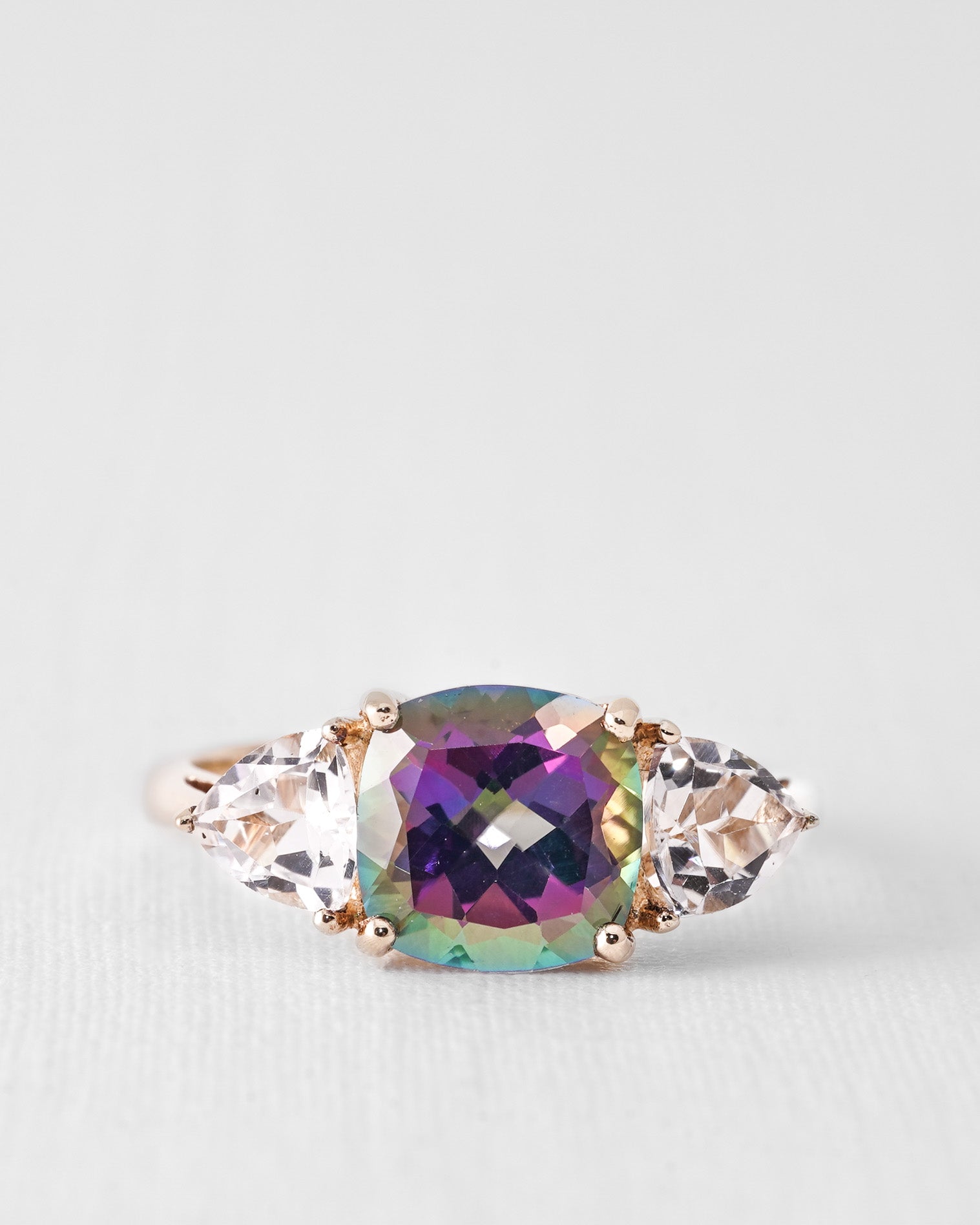 Mysterae | Vintage Mystic Topaz Solitaire & Topaz Details Ring