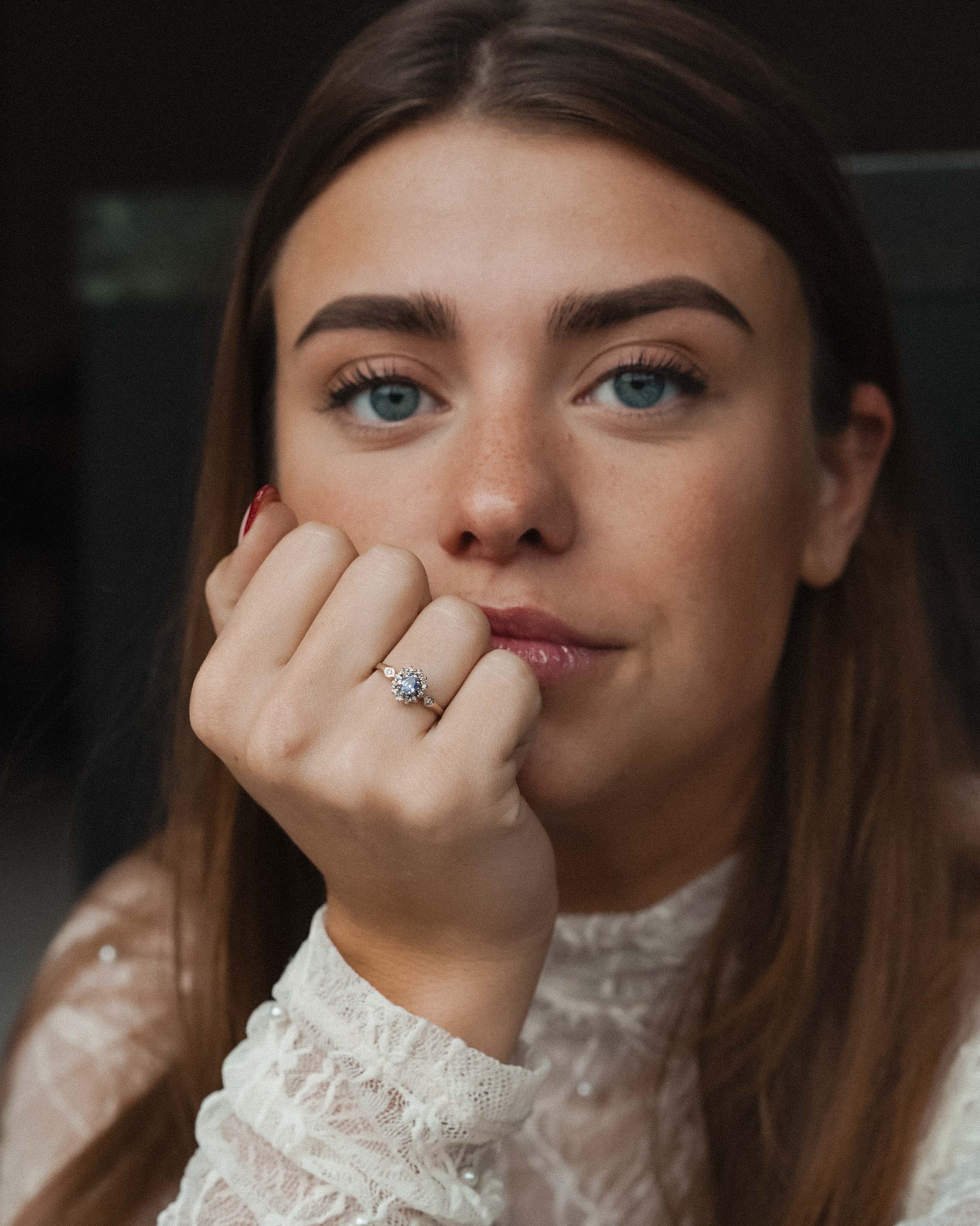 Sera | Vintage Sapphire and Diamond Three-Stone Ring