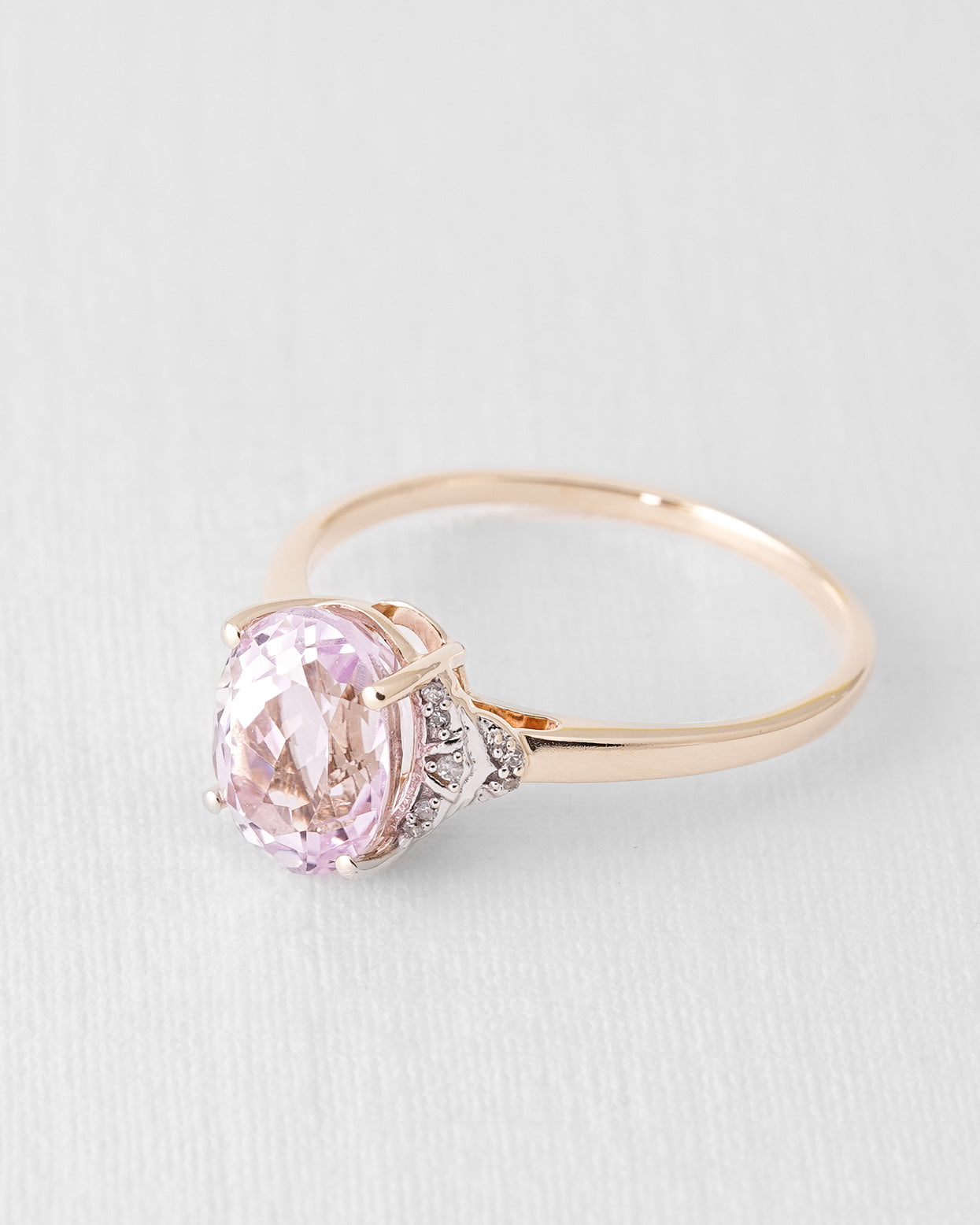 Lunara | Vintage Kunzite and Diamond Ring