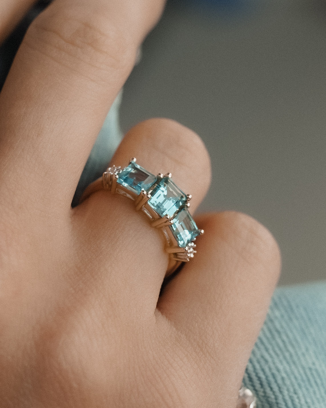 (05-03) Valentina | Vintage Topaas & Diamant Ring - Menina Amsterdam