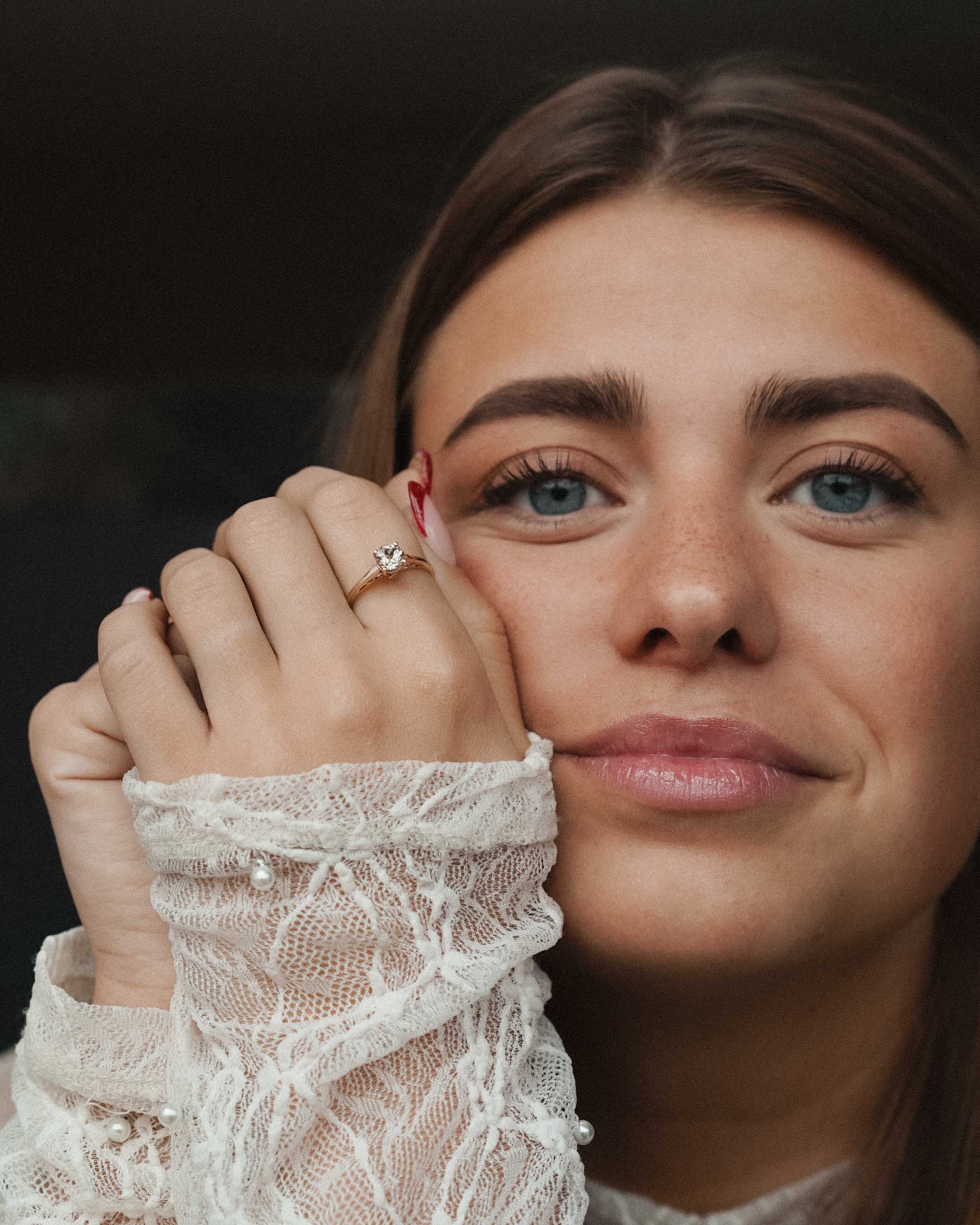 Sylven | Vintage Quartz Solitaire and Diamond Detail Ring