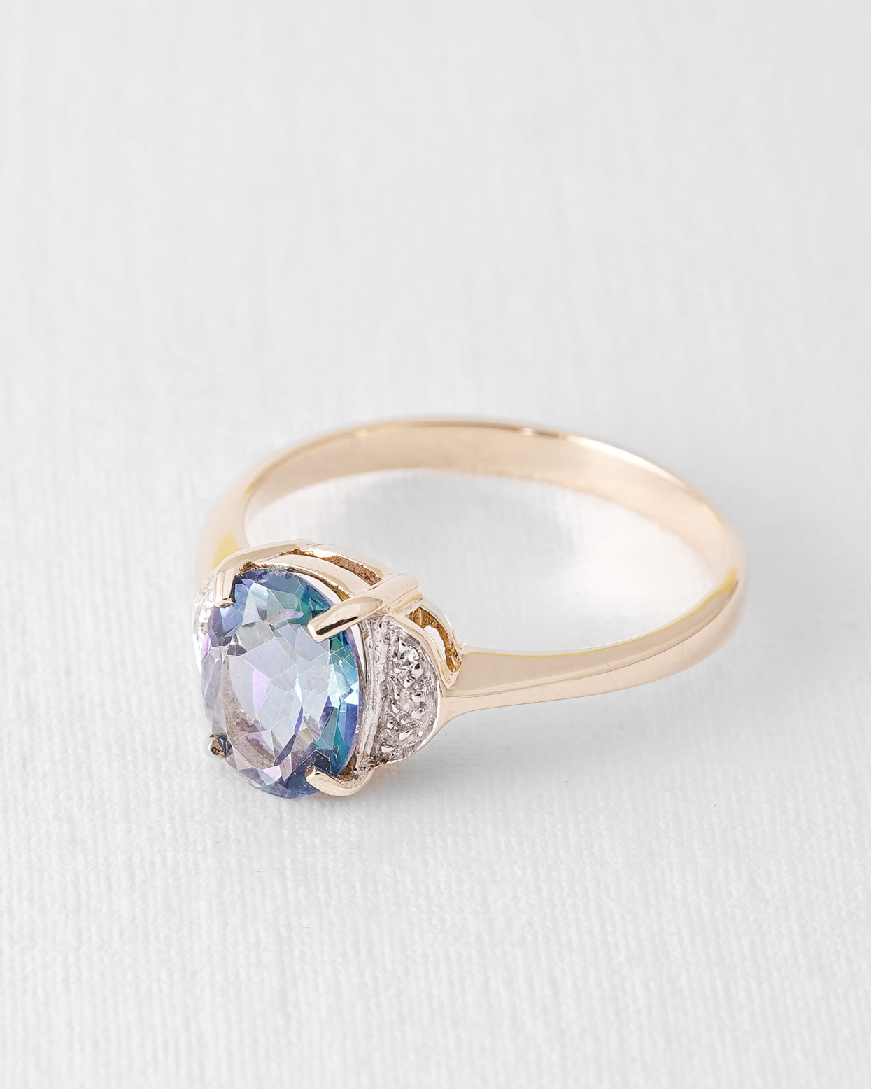 Lumi | Vintage Mystic Topaz and Diamond Solitaire Ring