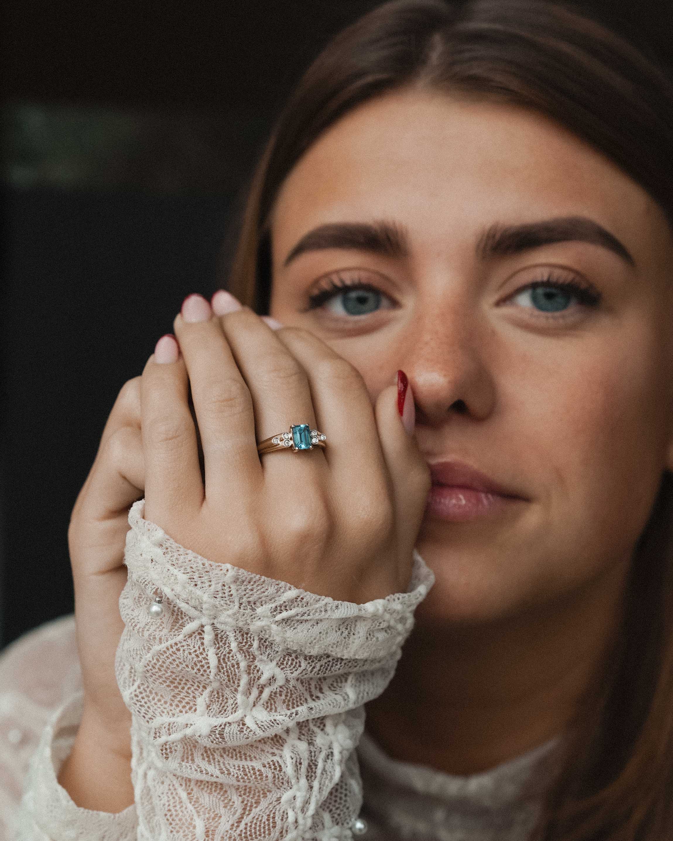 Elin | Vintage Topaz and Diamond Solitaire Ring