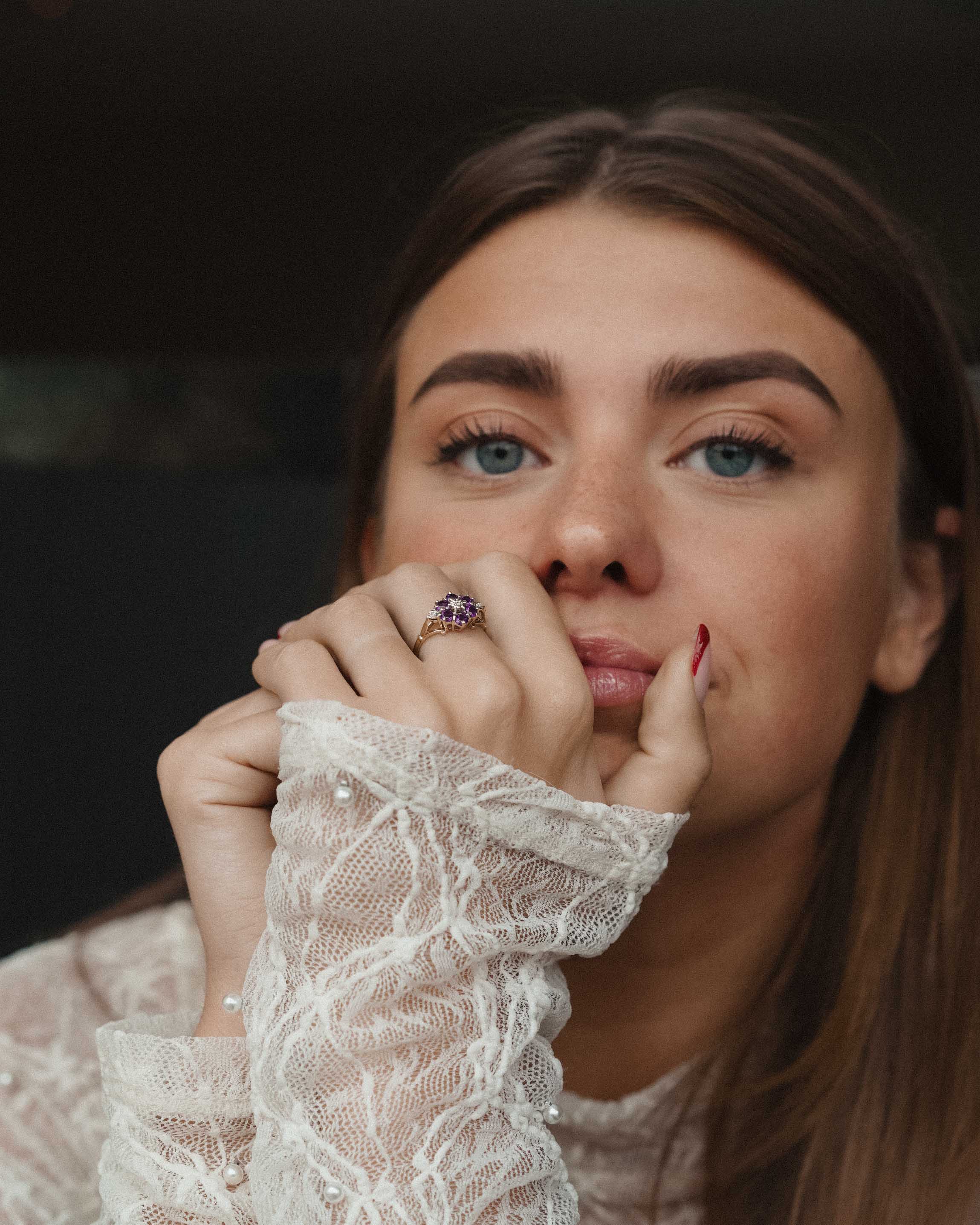 Lyris | Vintage Amethyst and Diamond Cluster Ring