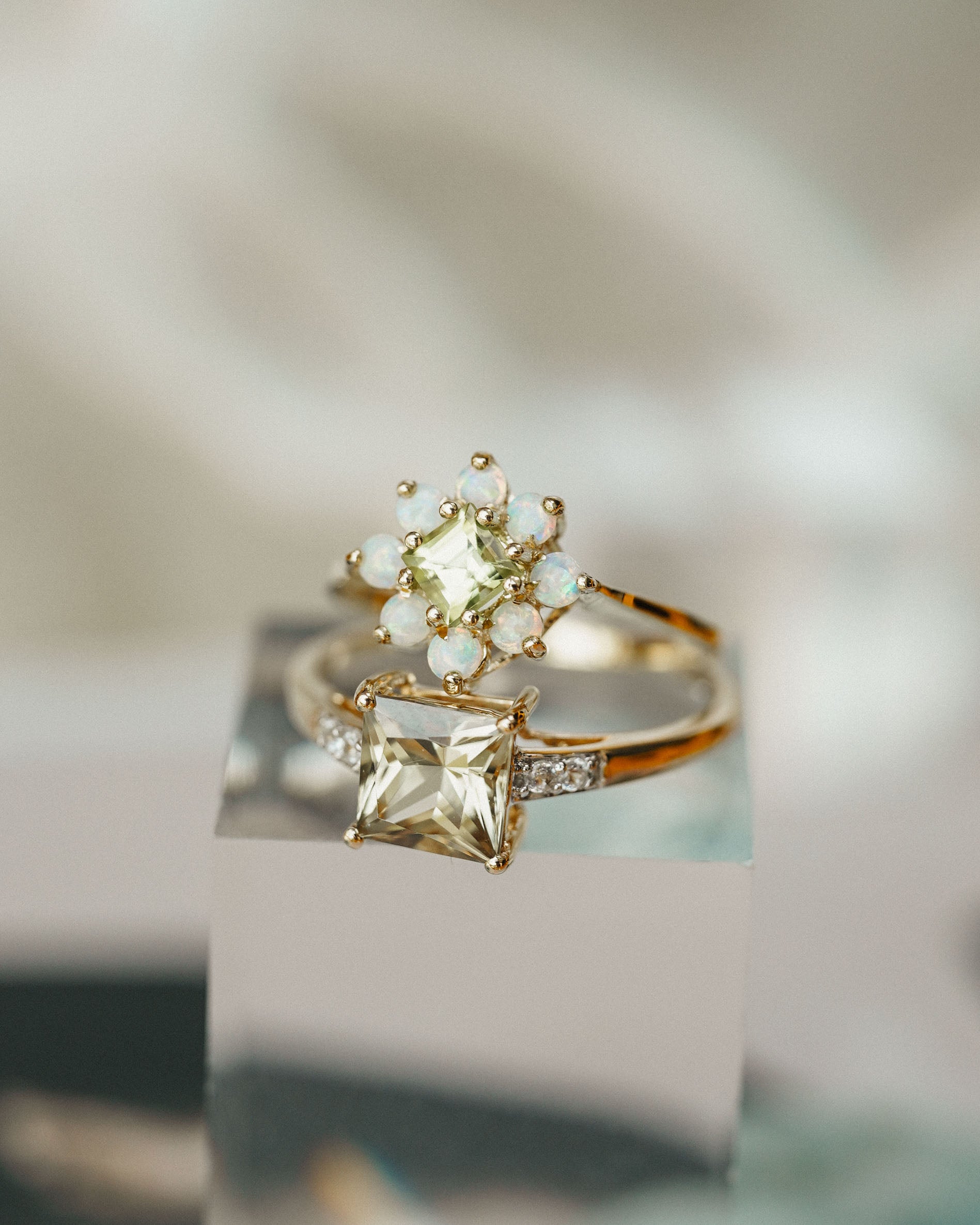 Ophelia | Vintage Peridoot & Opaal Cluster Ring