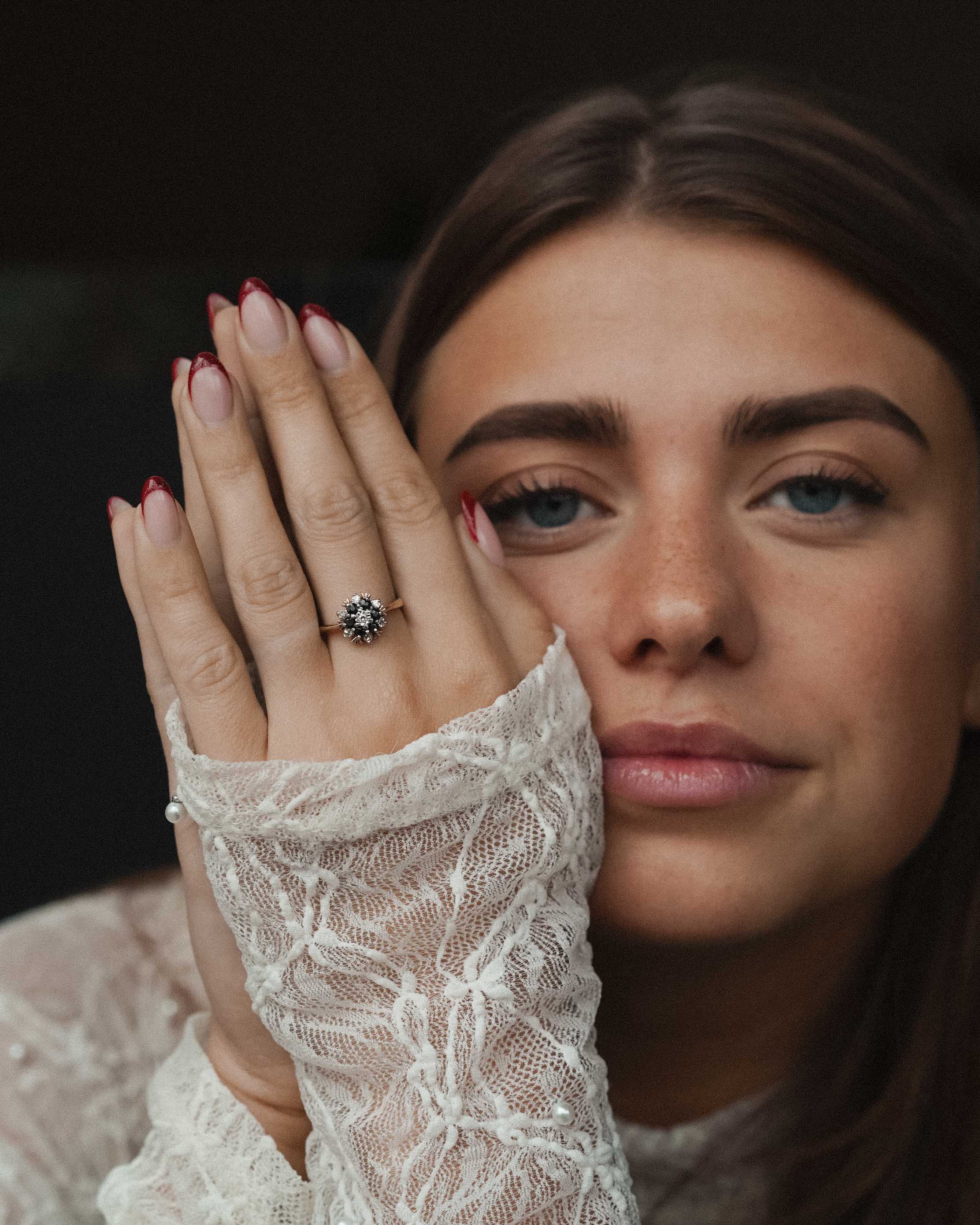 Vaela | Vintage Sapphire and Diamond Cluster Ring