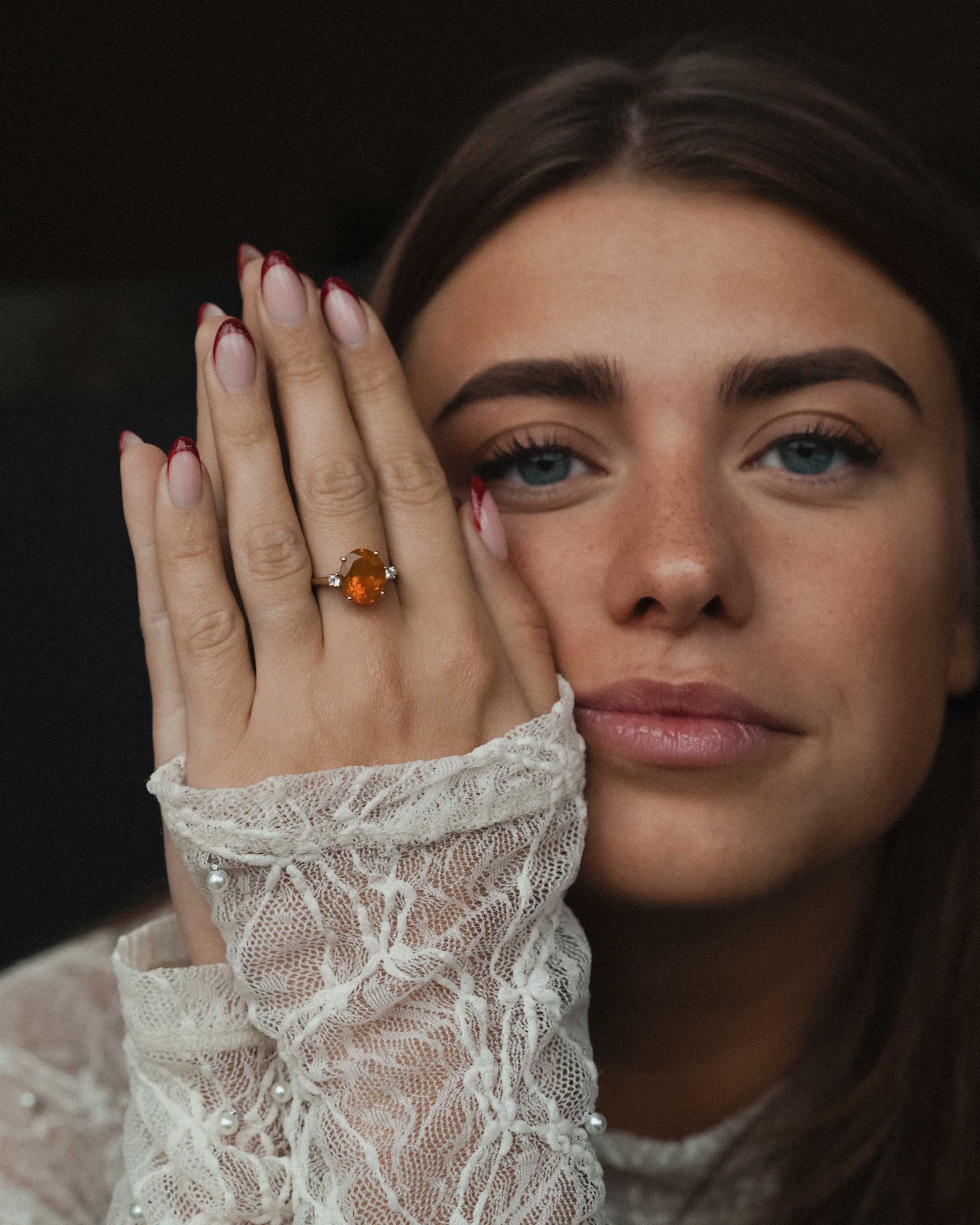 Verona | Vintage Opal and White Sapphire Solitaire Ring