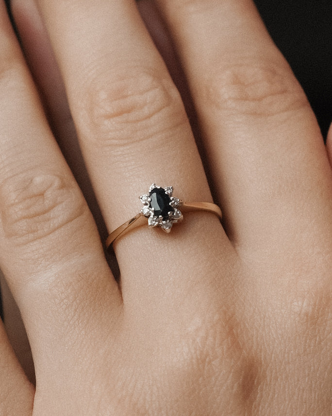Saphyra | Vintage Saffier & Diamant Cluster Ring