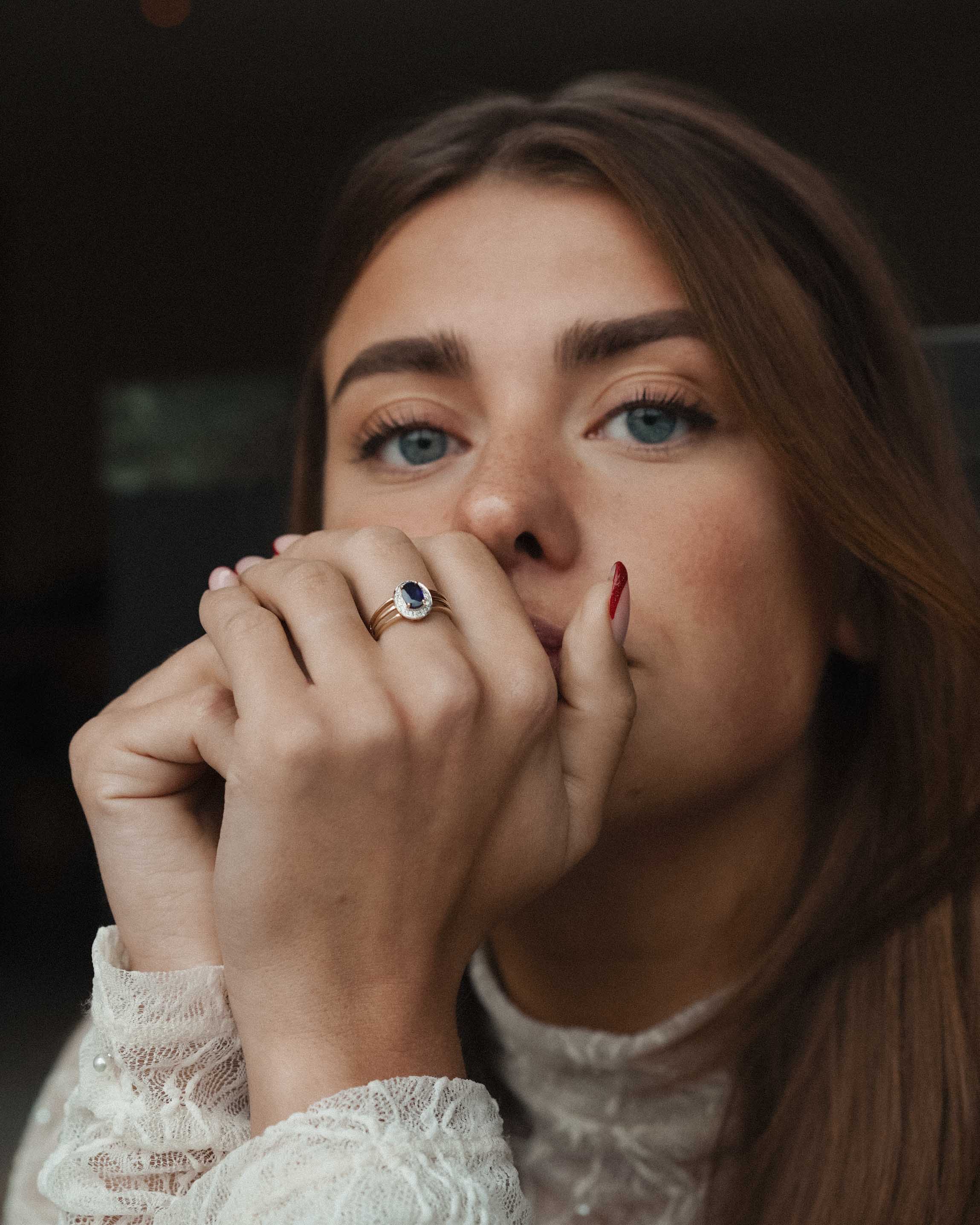 Elara | Vintage Kyanite and White Sapphire Solitaire Ring
