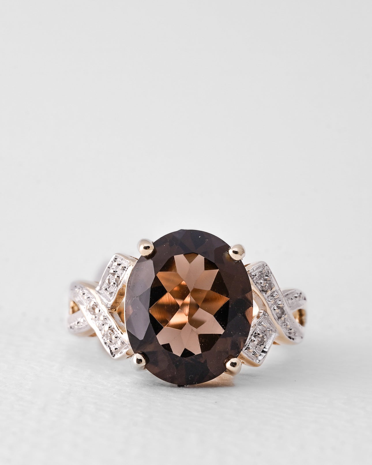 Claudette | Vintage Smoky Quartz & Diamond Cluster Ring