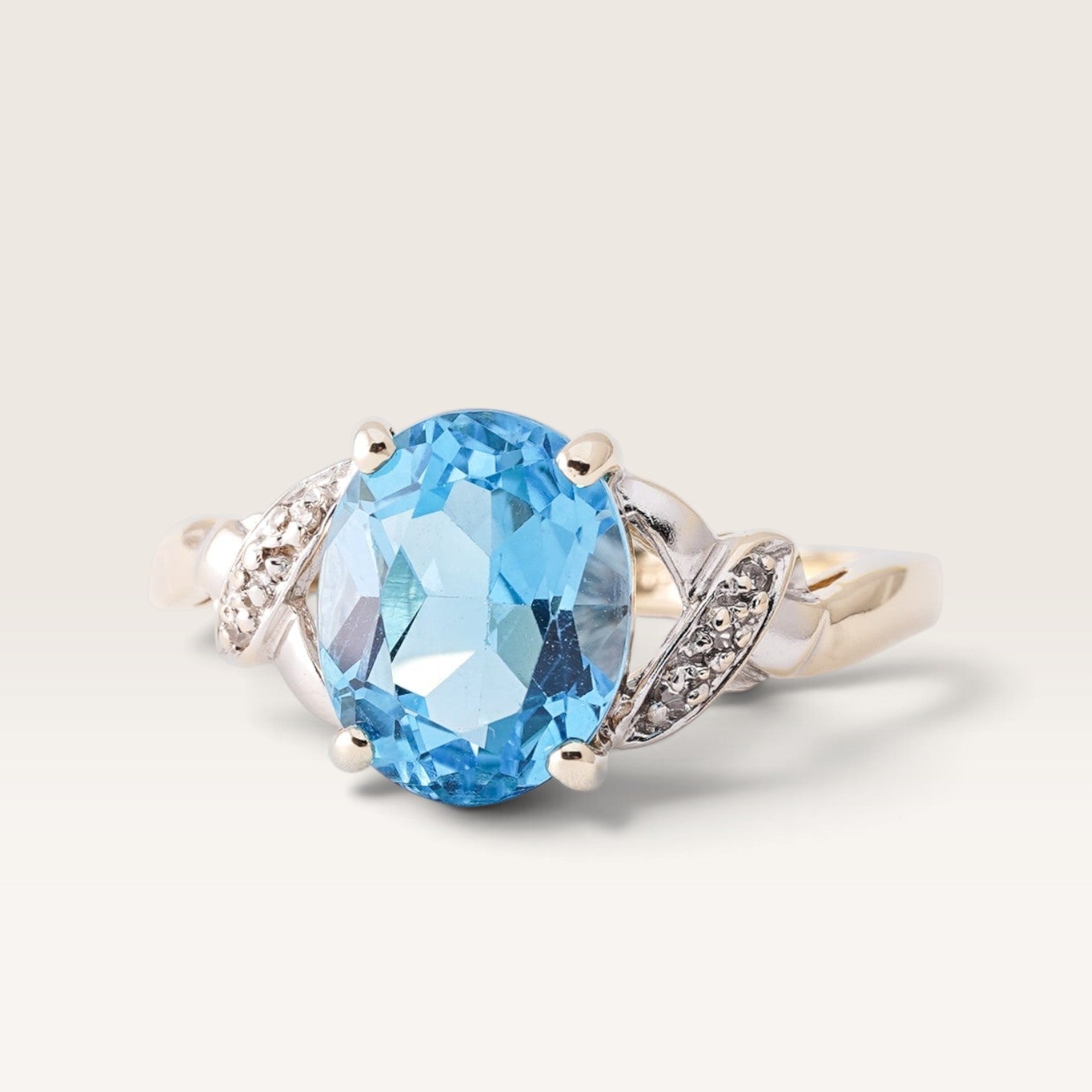 Aiora | Vintage blauwe Topaas Solitaire Ring - Menina Amsterdam