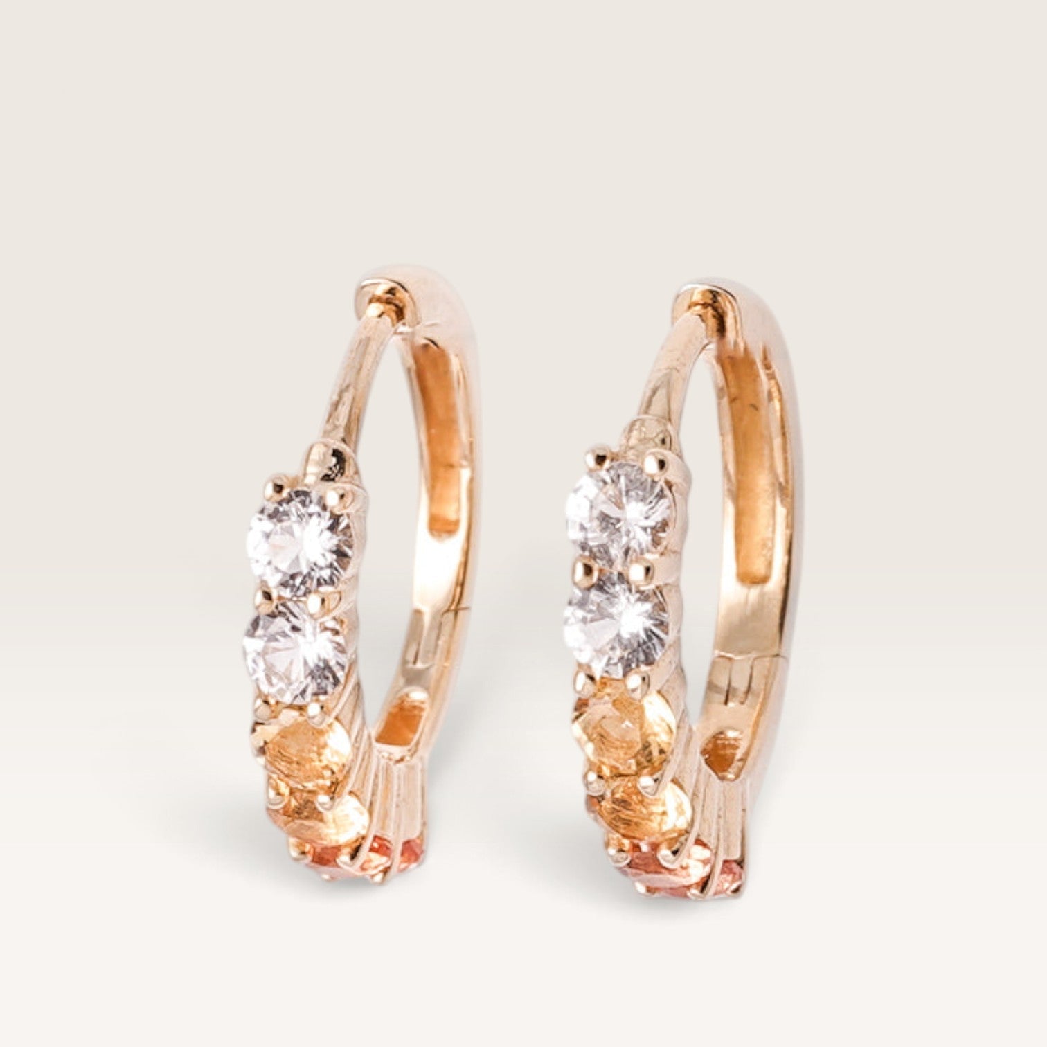 Aureline | 14K Multicolor Sapphire & Crystal Pavé Huggies - Menina Amsterdam