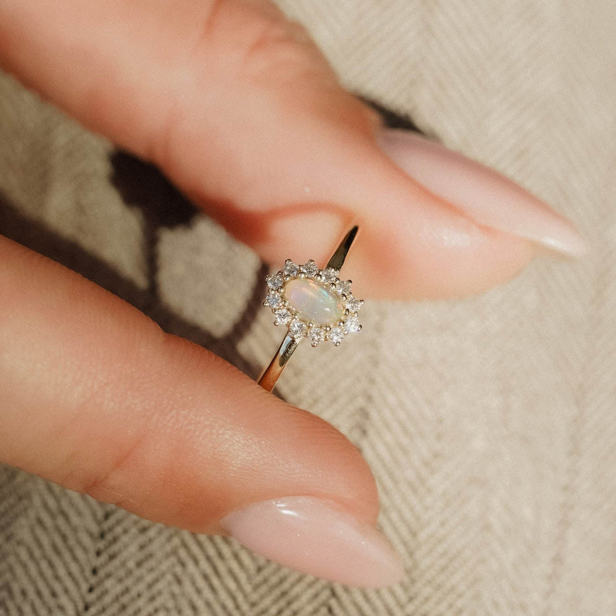 Chloe | Opaal & Diamant Cluster Ring - Menina Amsterdam