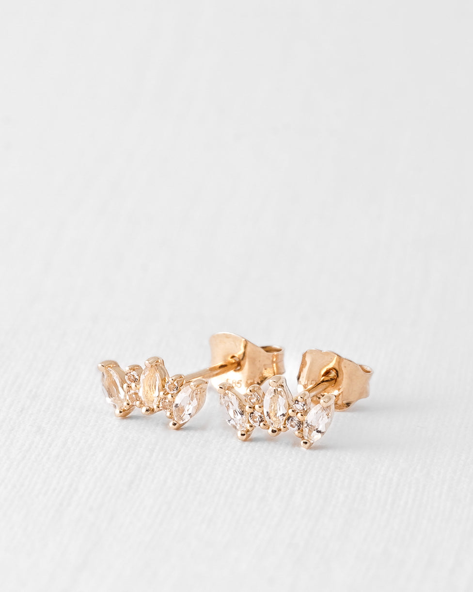Arianne | 14K Witte Topaas Cluster Studs