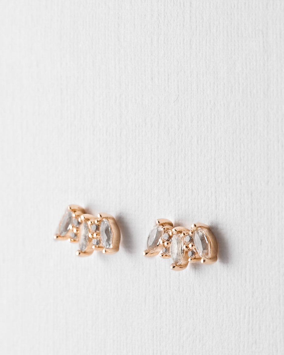 Arianne | 14K Witte Topaas Cluster Studs