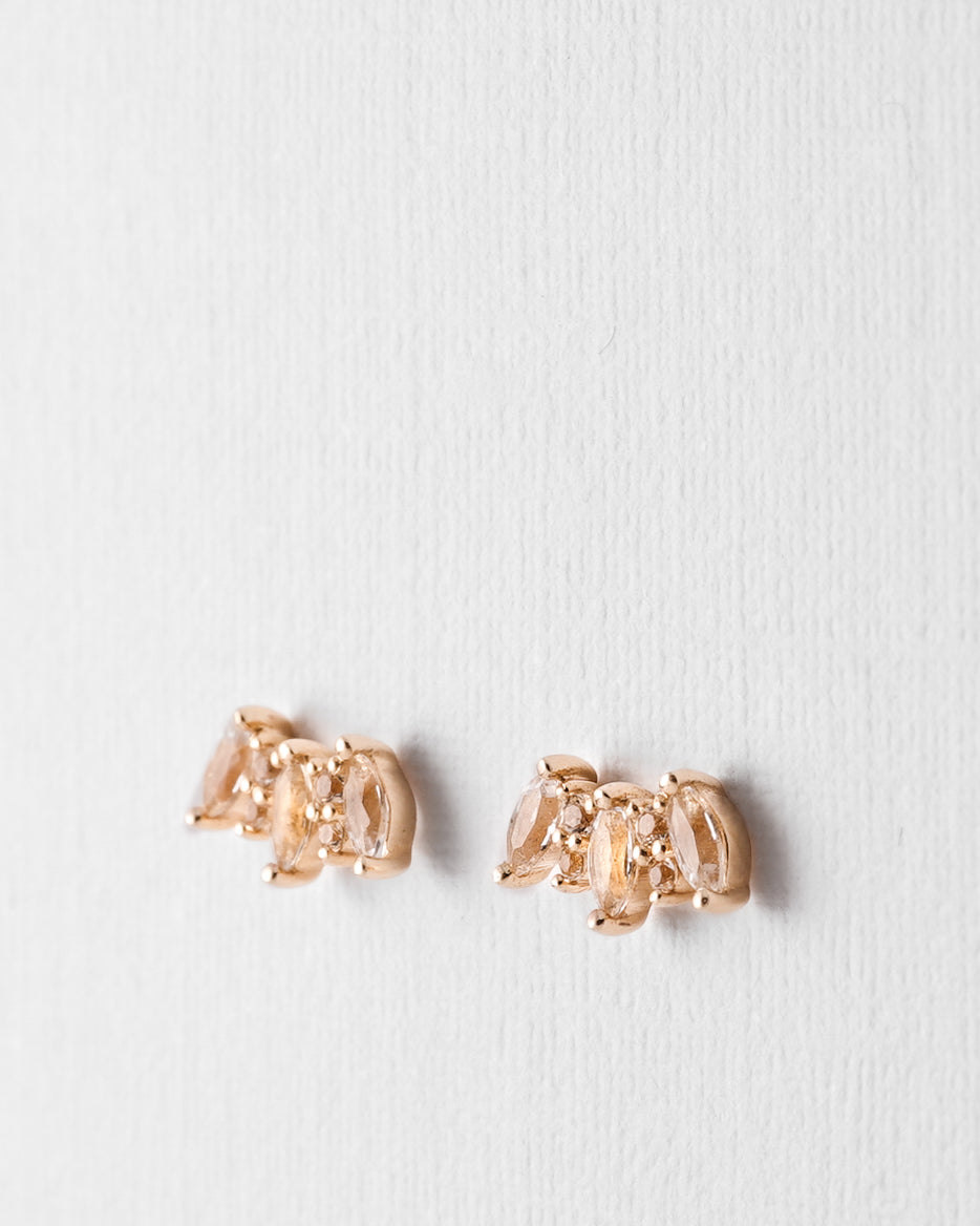 Arianne | 14K Witte Topaas Cluster Studs