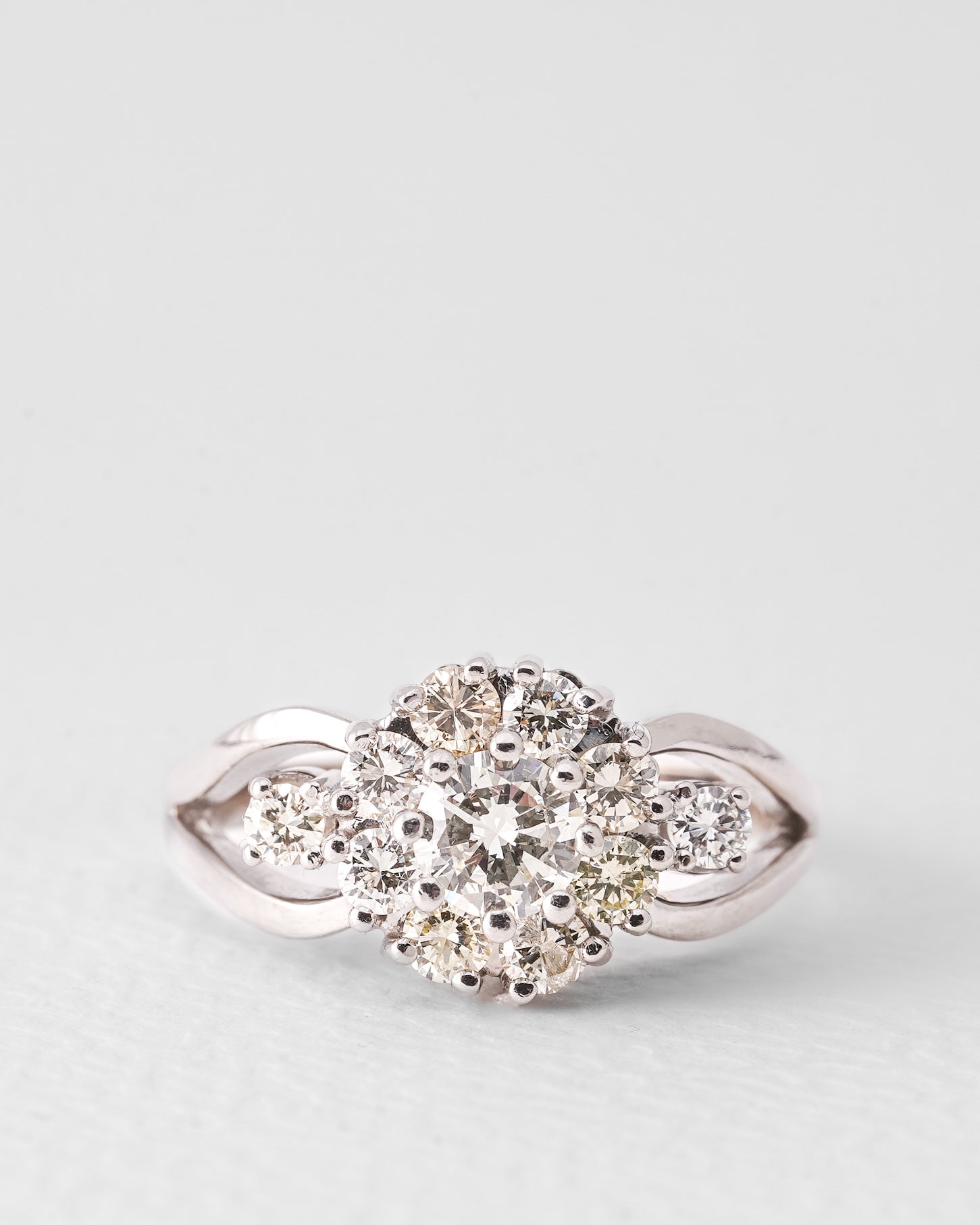 Elien | 14K Wit Goud Briljant (1ct) Cluster Ring