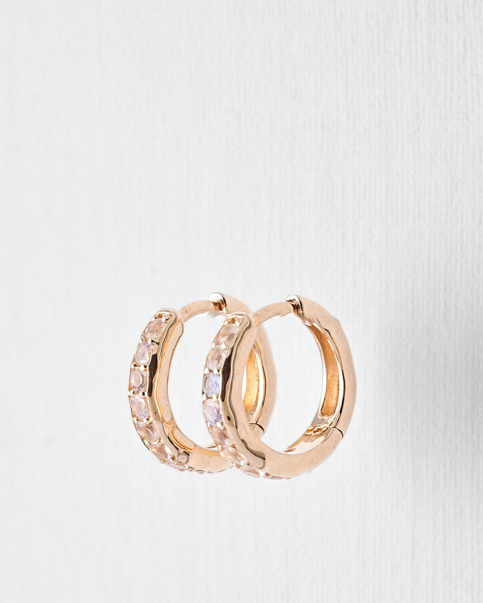 Amarante | 14K Moonstone Pavé Huggies
