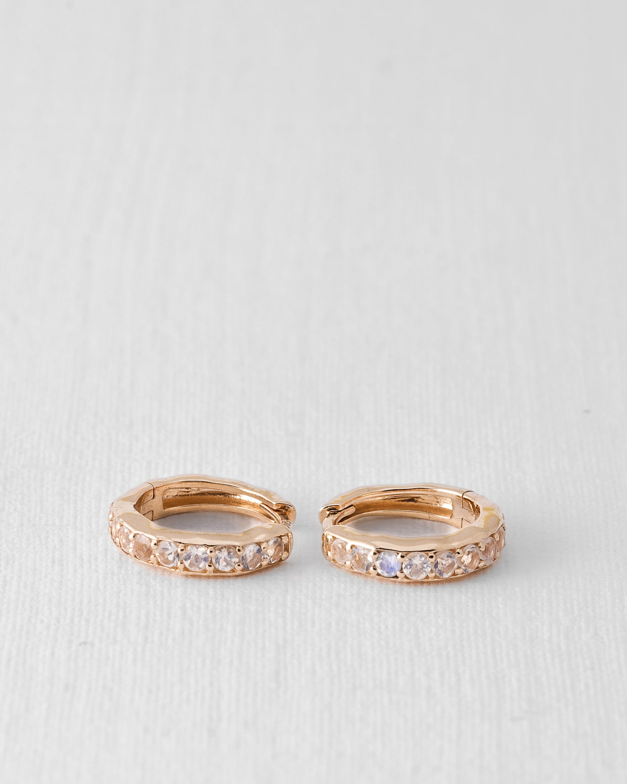 Amarante | 14K Moonstone Pavé Huggies