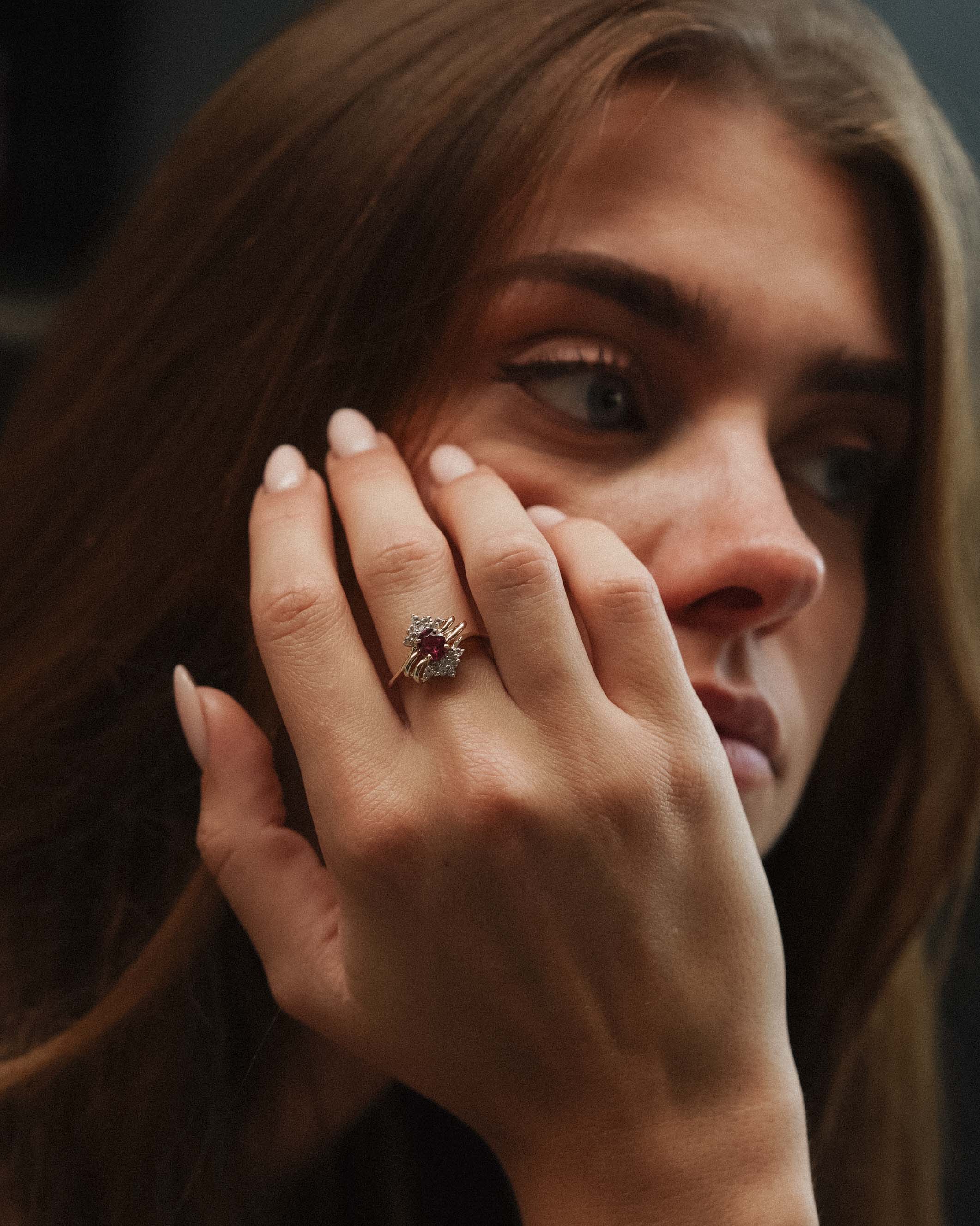 Norelle | Vintage Toermalijn en Witte Saffier Dress Ring