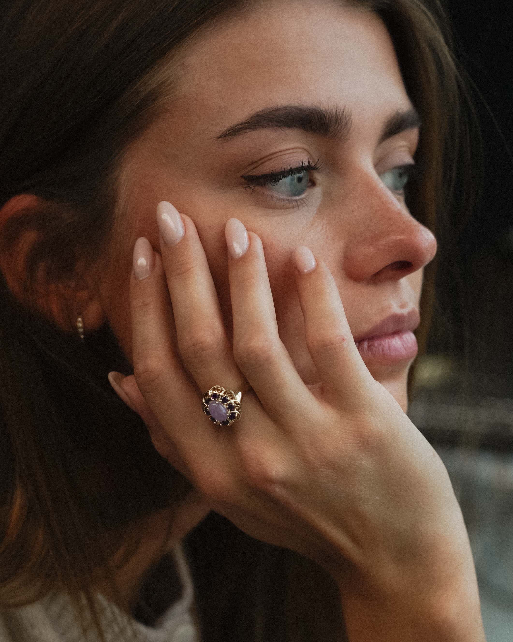 Liora | Vintage Jade & Amethist Cluster Ring