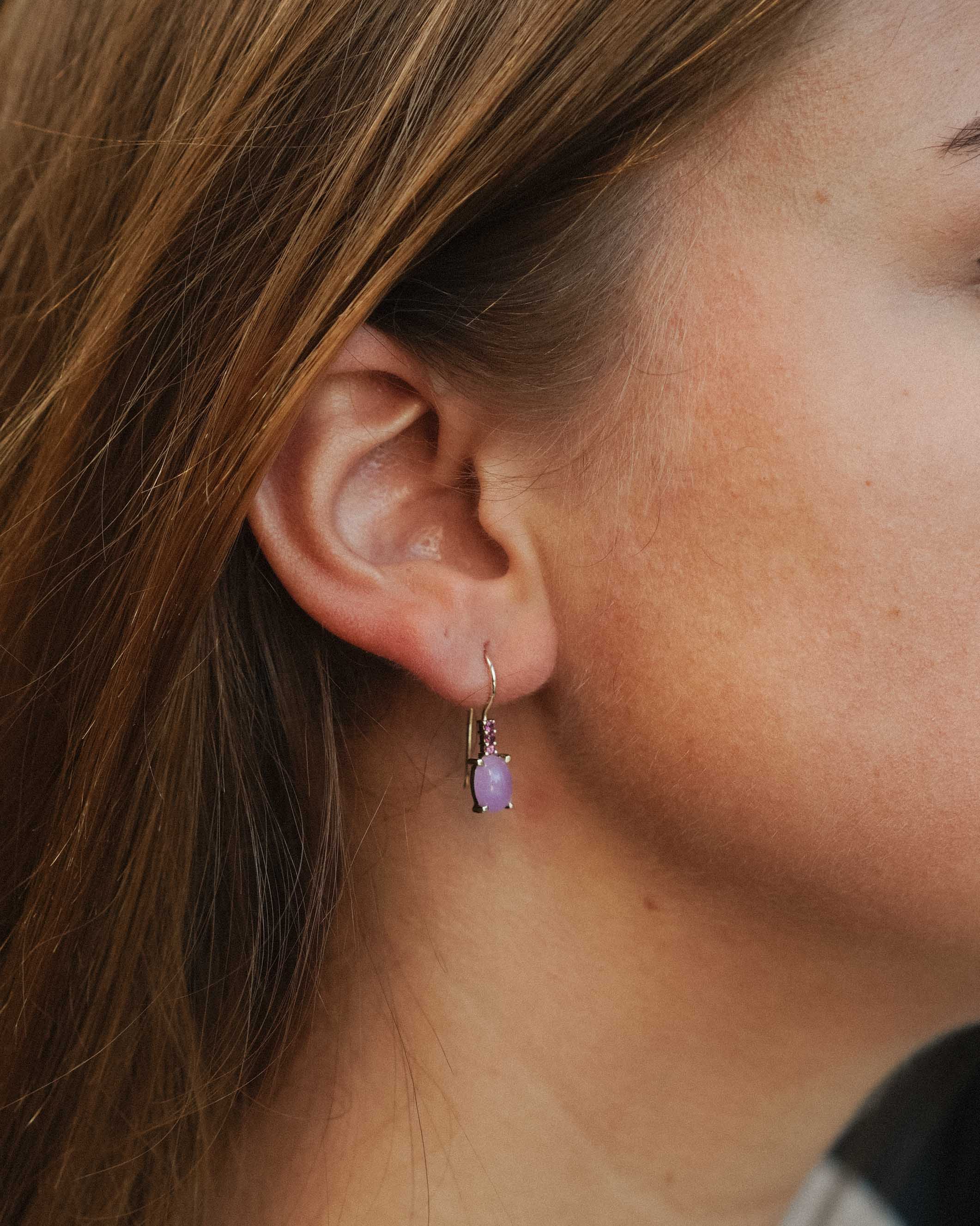 Lily | Vintage Lavendel Jade & Granaat Oorbellen