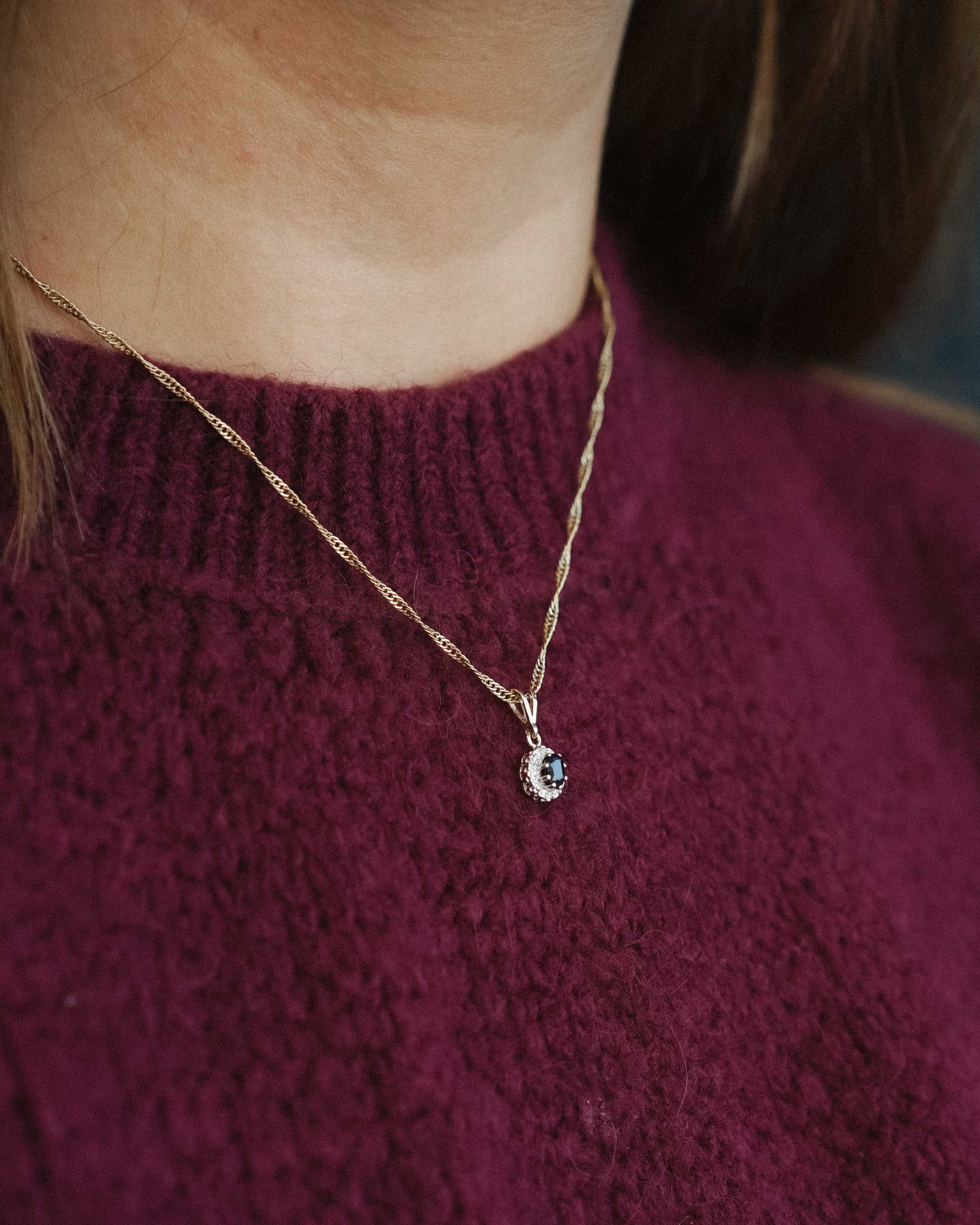 Lisanne | Vintage Saffier & Diamant Hanger