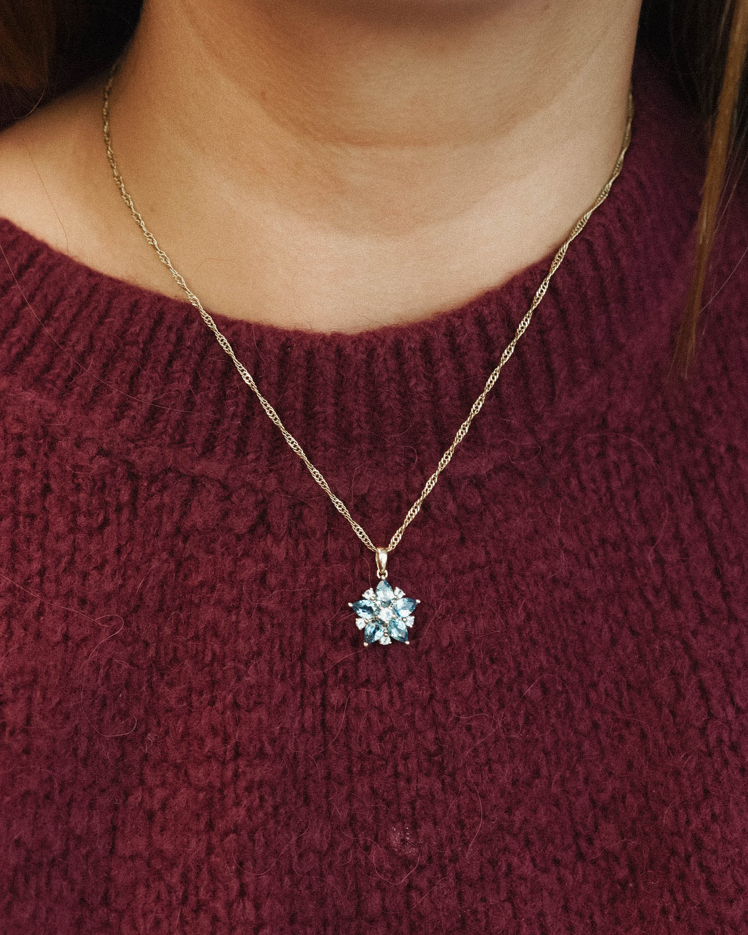 Ysera | Vintage Blauwe Topaas Cluster Hanger