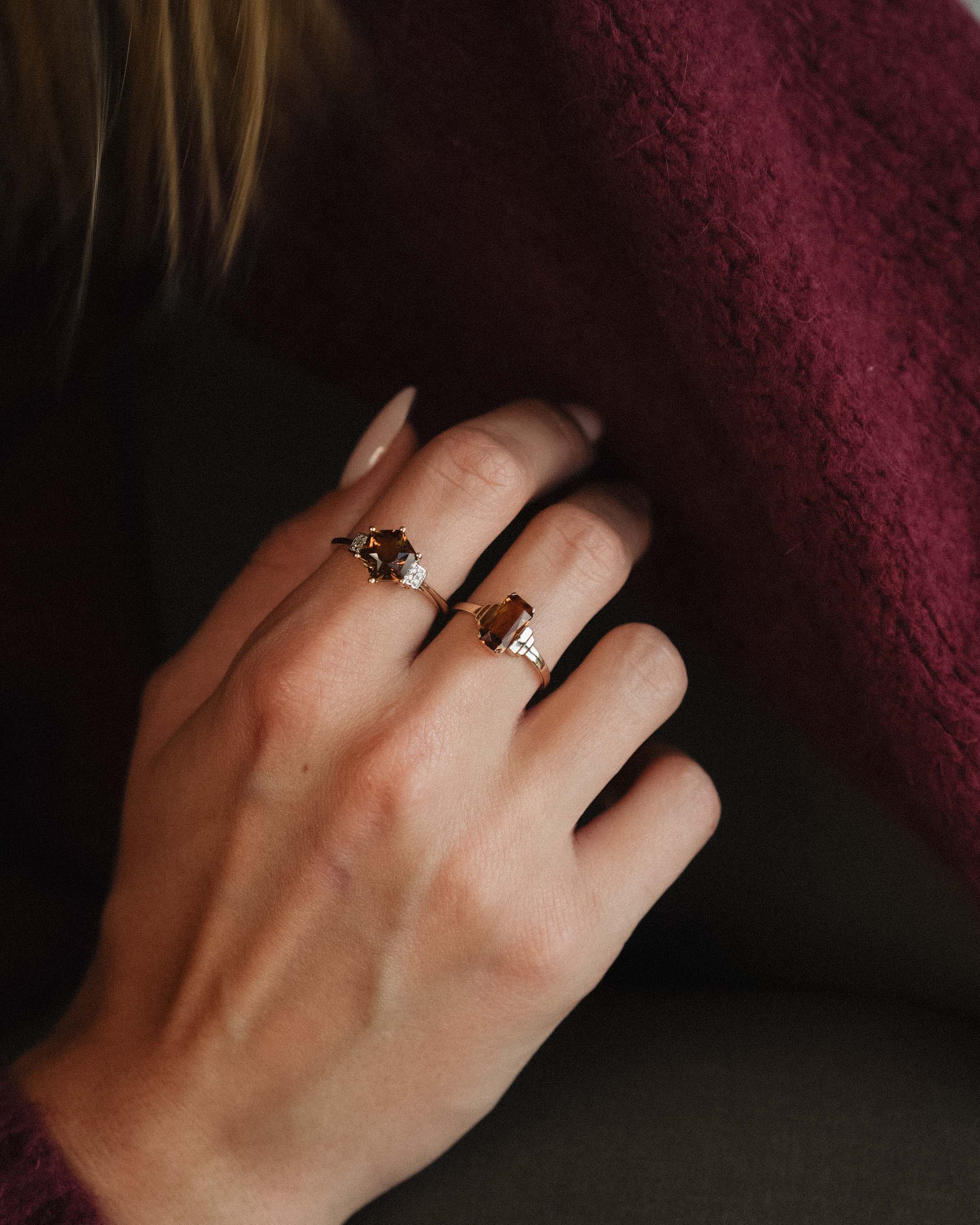 Eliane | Vintage Citrine Solitaire Ring - Menina Amsterdam