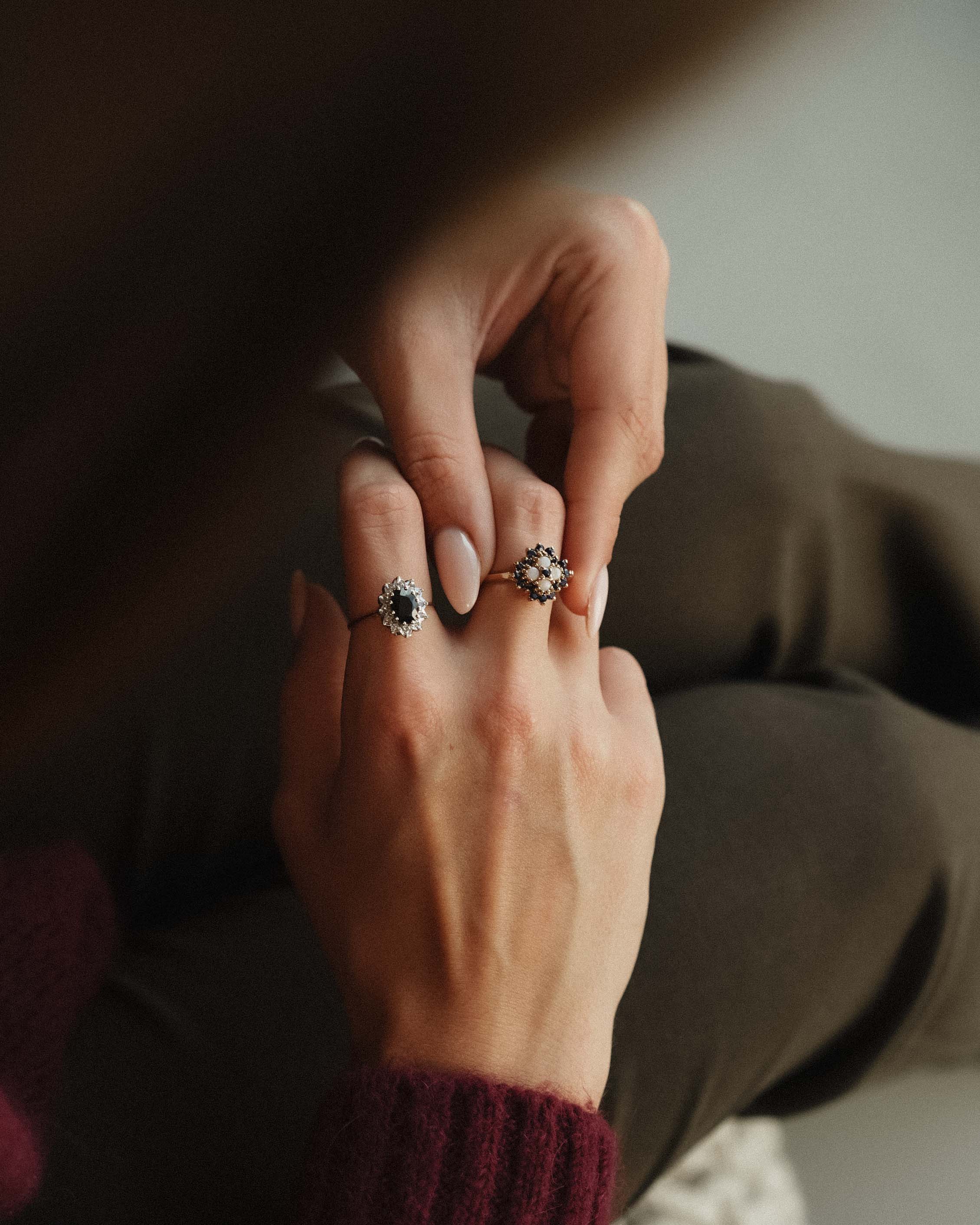 Emma | Vintage Saffier en Opaal Cluster Ring