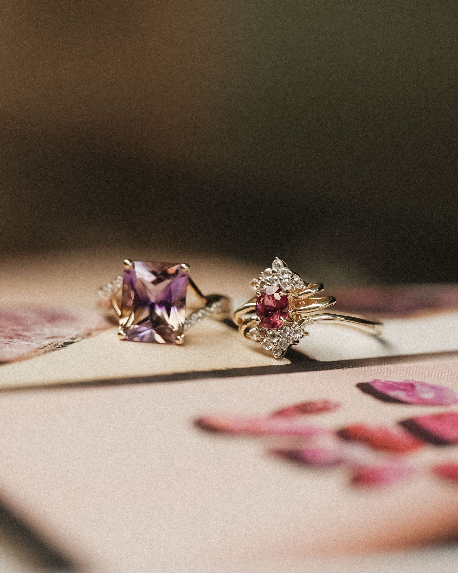 Norelle | Vintage Toermalijn en Witte Saffier Dress Ring