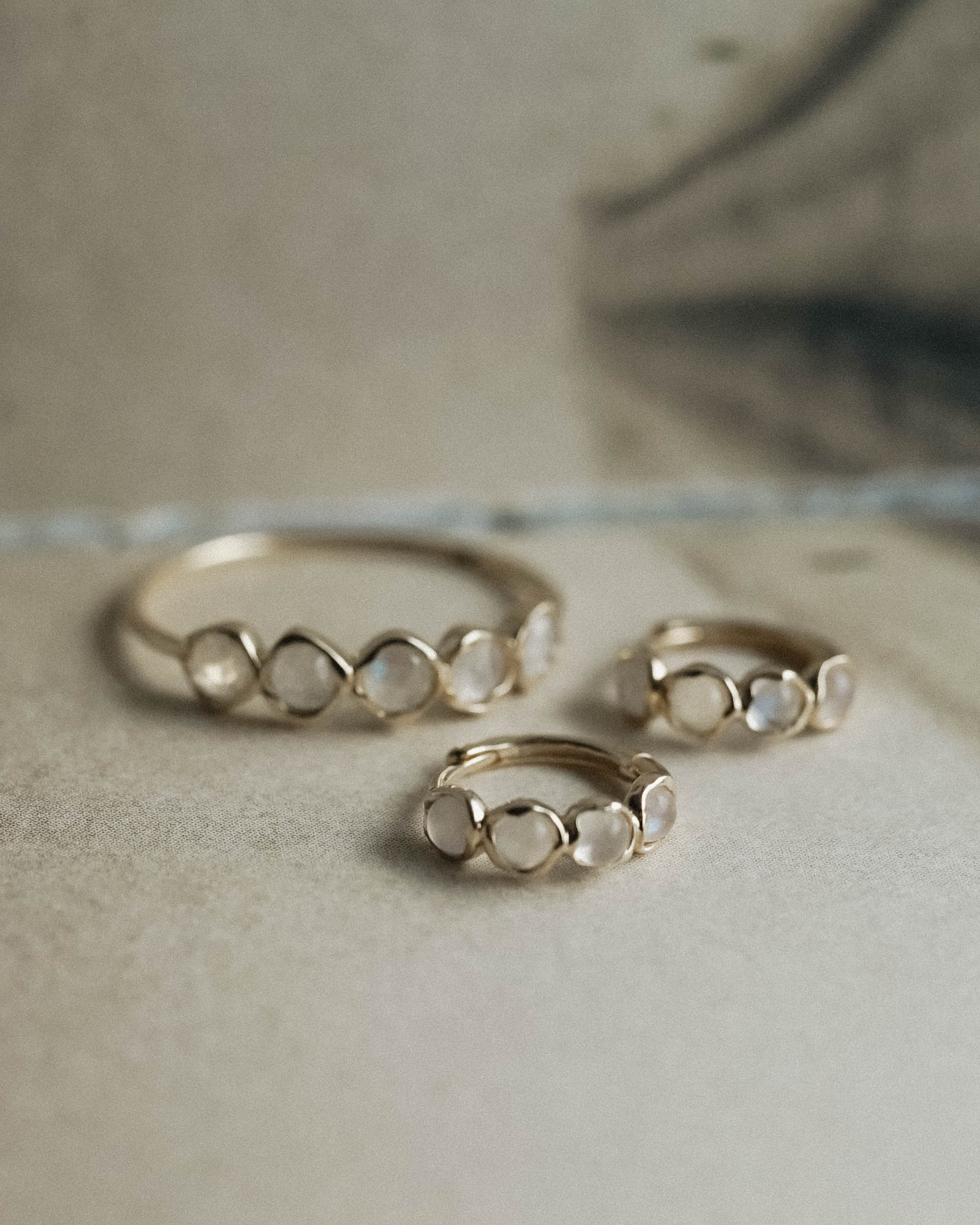 Nerea | 14K Moonstone Half Eternity Ring