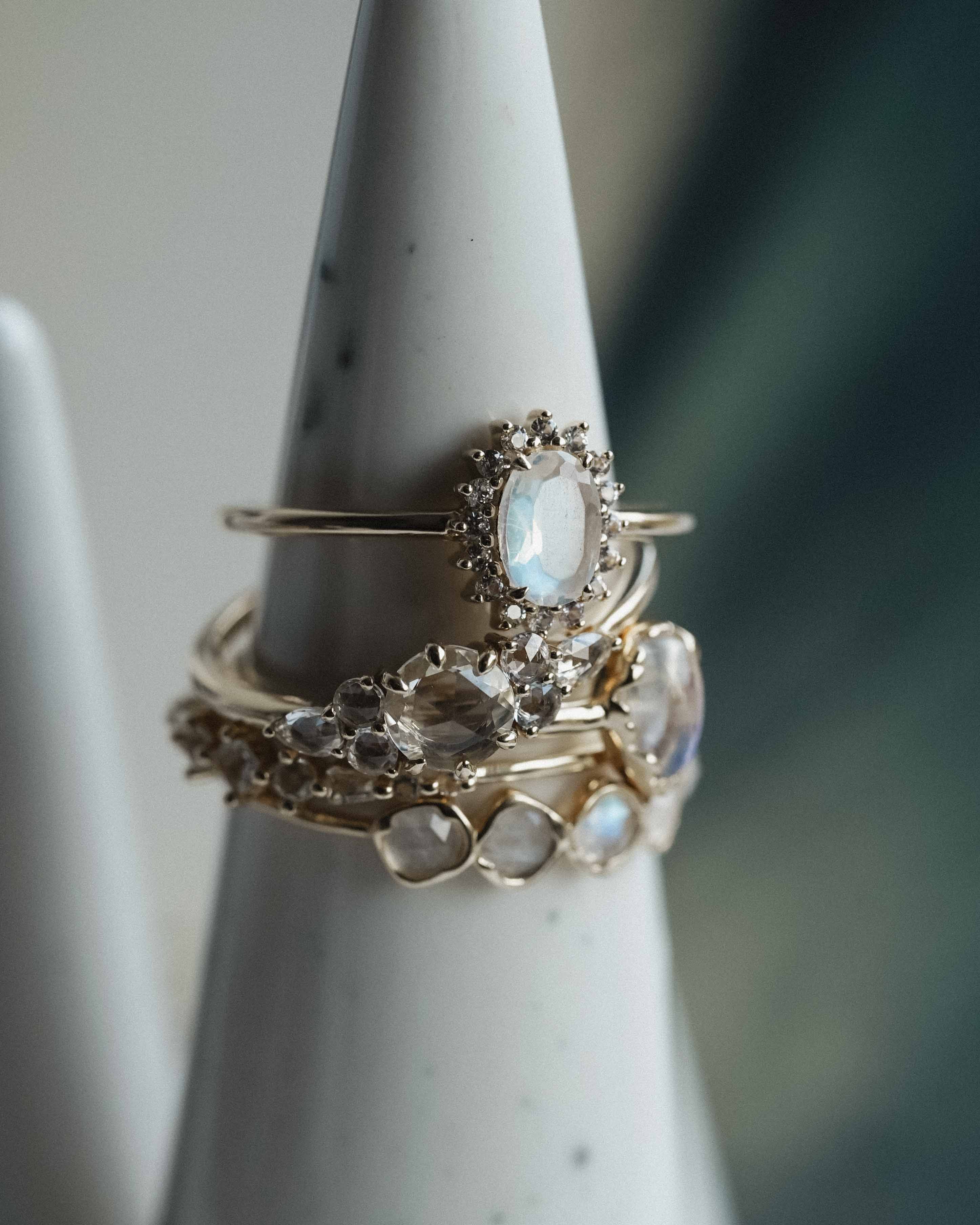 Nerea | 14K Moonstone Half Eternity Ring