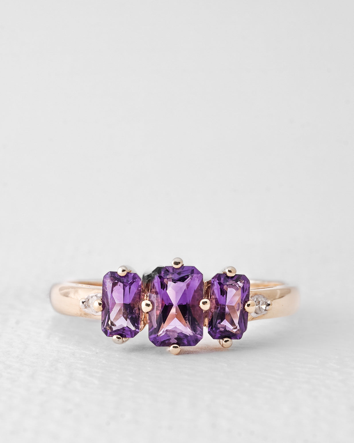 Amélie | Vintage Amethist & Diamant Driesteen Ring