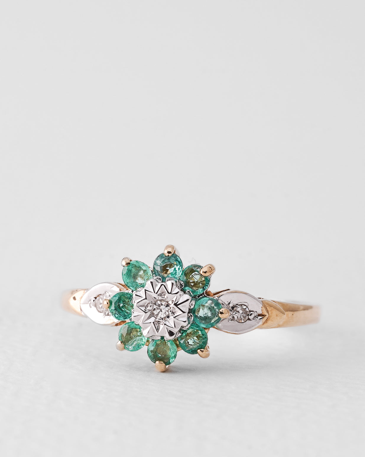 Fabienne | Vintage Smaragd & Diamant Cluster Ring