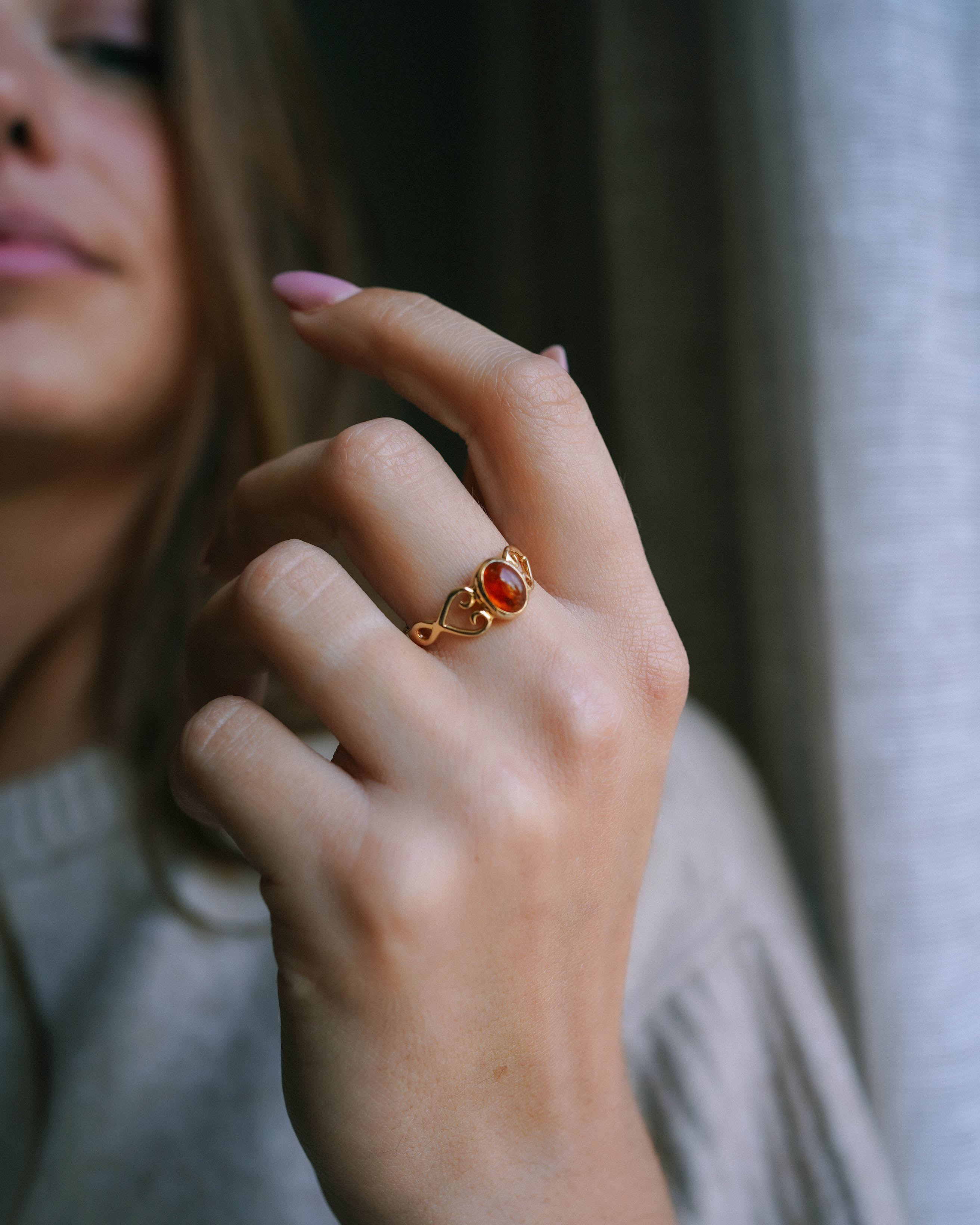 Serene | Vintage Amber Solitaire Ring
