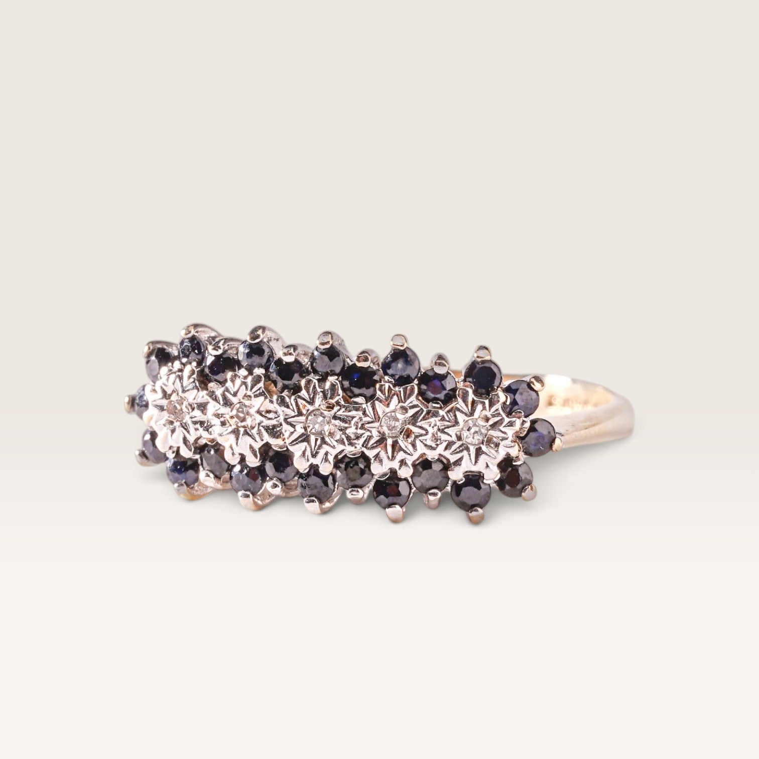 Agnès | Vintage Saffier en Diamant ring