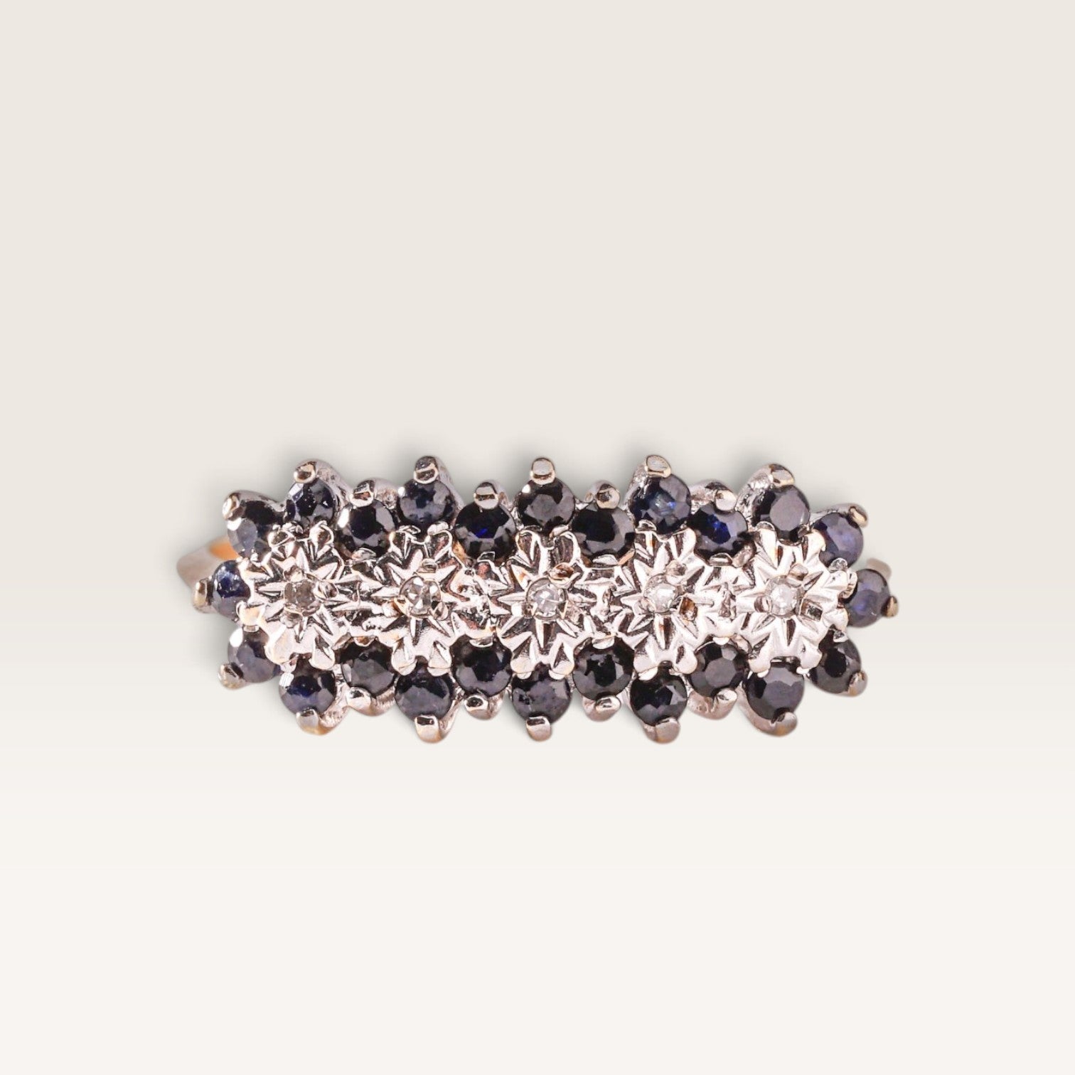 Agnès | Vintage Saffier en Diamant ring