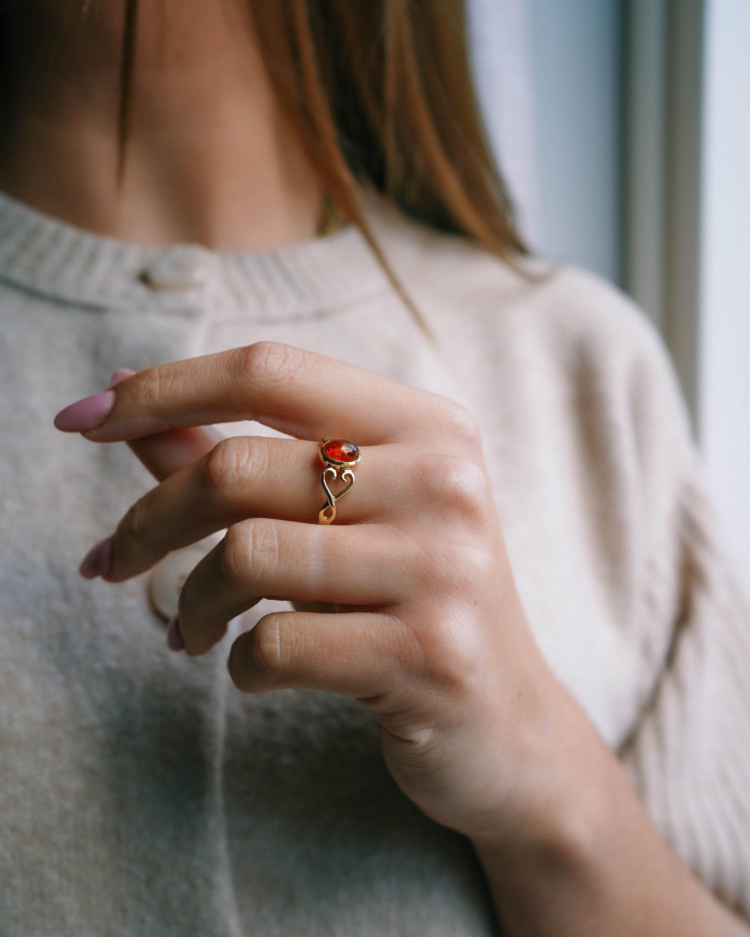 Serene | Vintage Amber Solitaire Ring