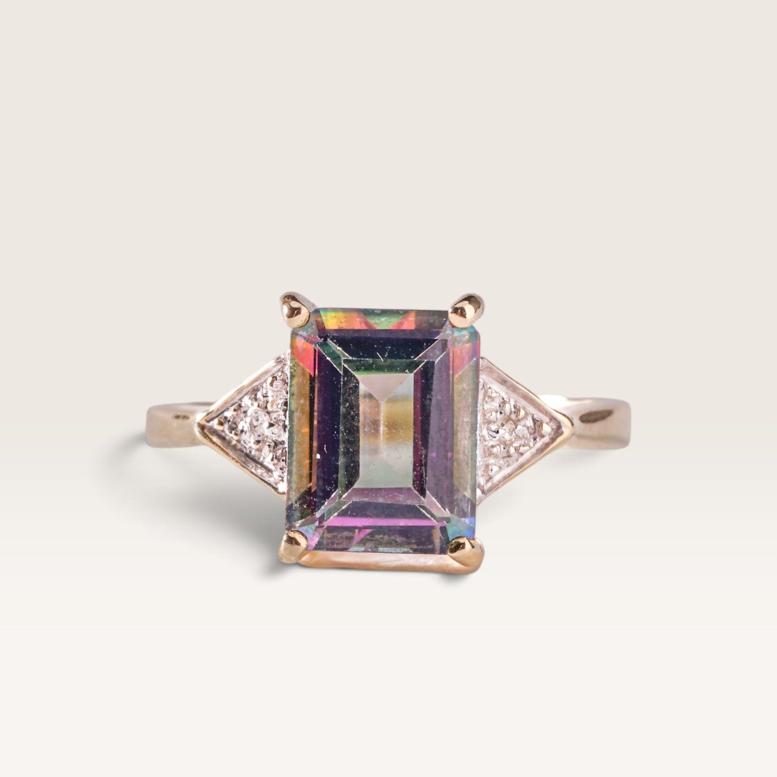 Mireille| Vintage Topaas en Diamant ring - Menina Amsterdam