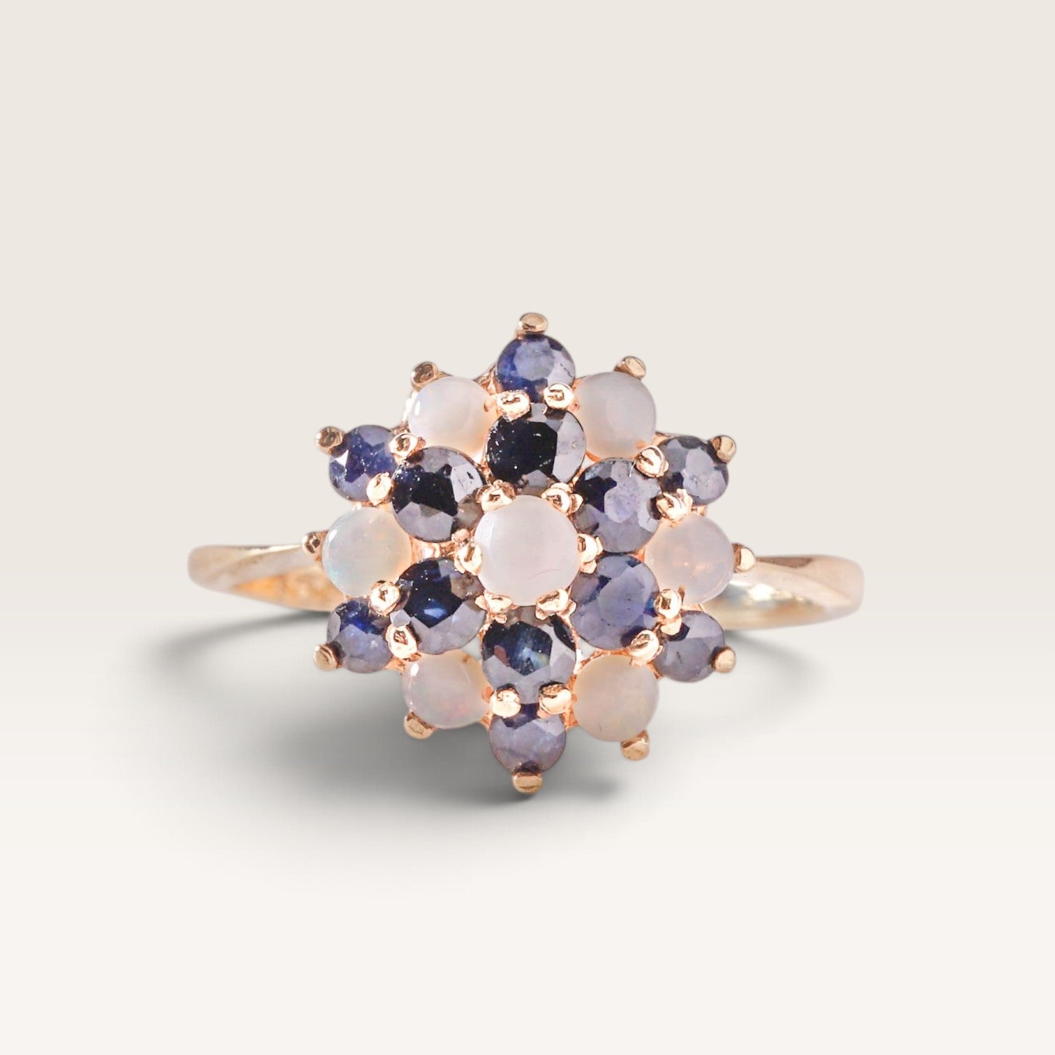 Florine| Vintage Opaal en Saffier ring