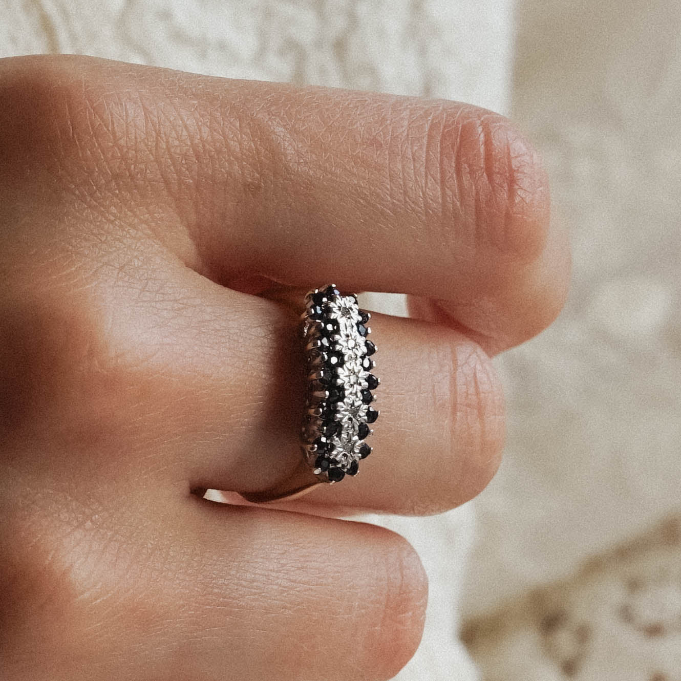 Agnès | Vintage Saffier en Diamant ring