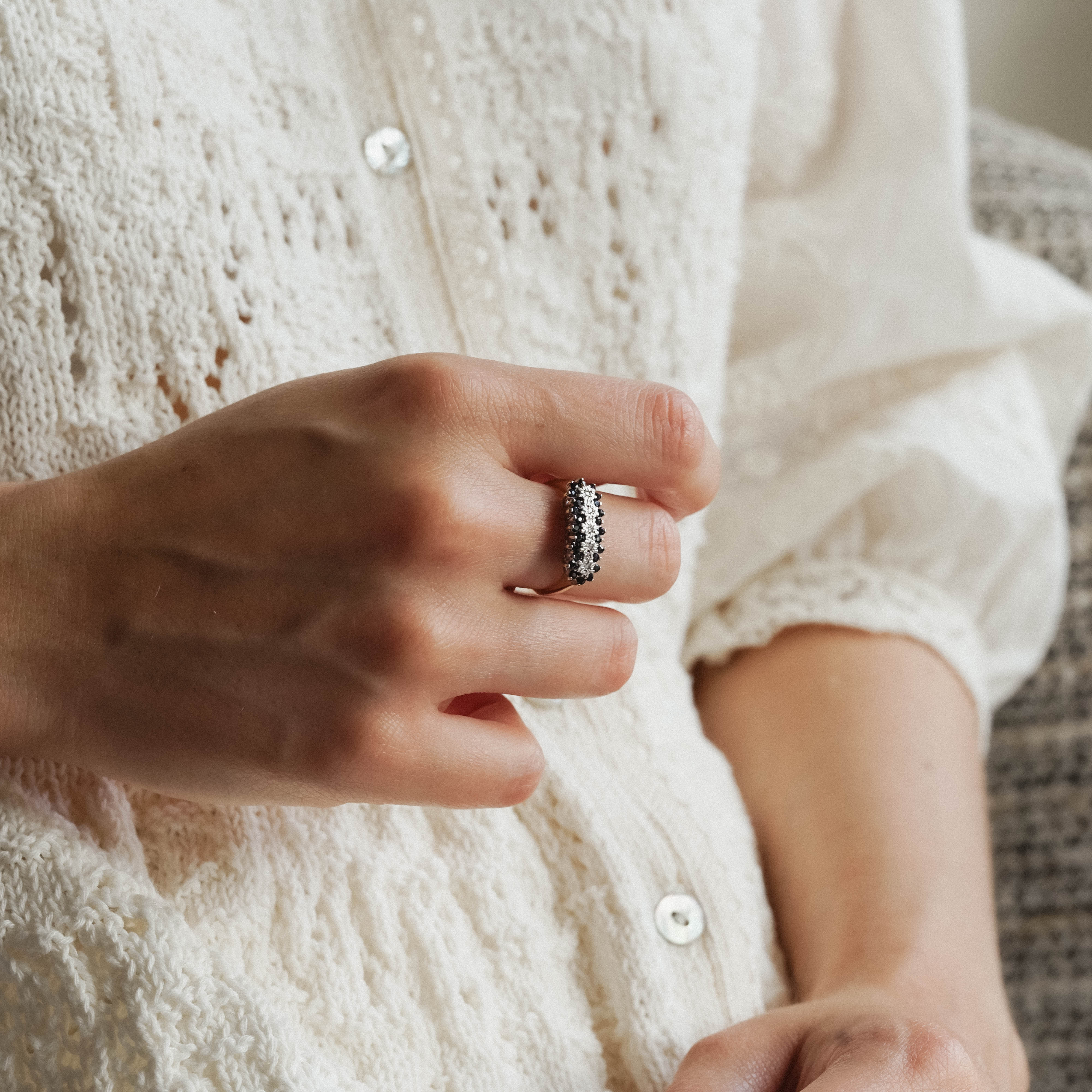 Agnès | Vintage Saffier en Diamant ring