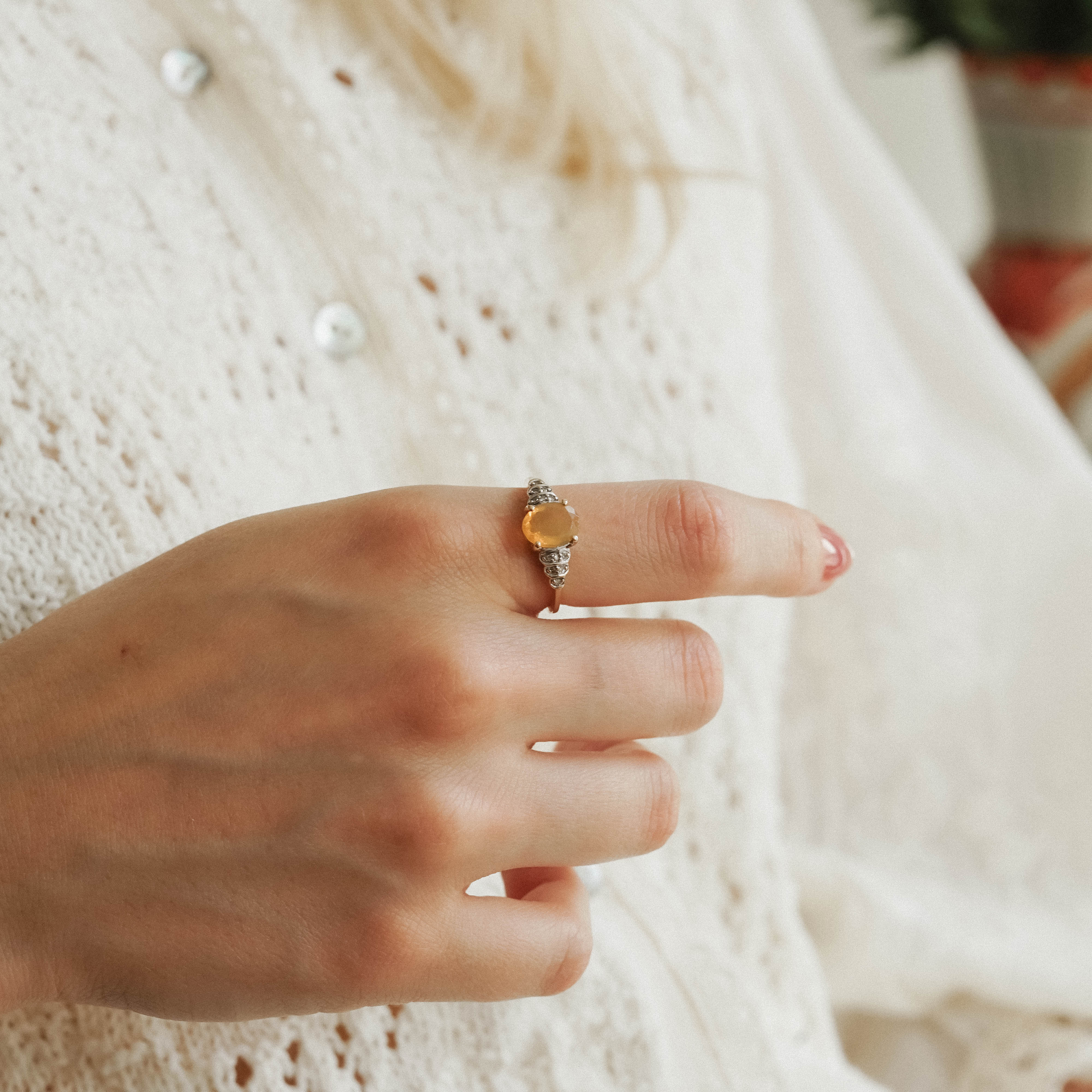 Ariana | Vintage Opaal en Diamant ring