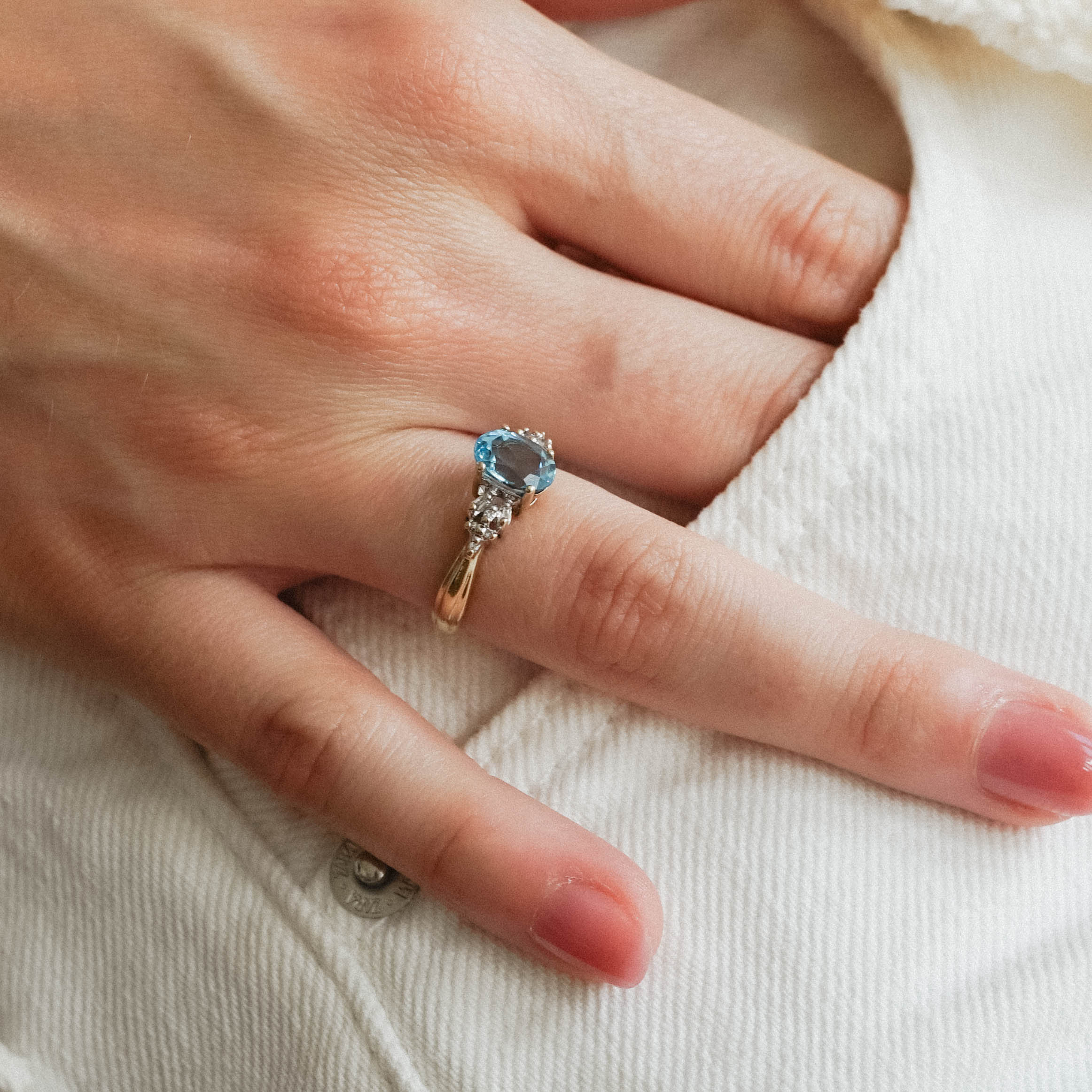 Celeste| Vintage Topaas en Diamant ring - Menina Amsterdam